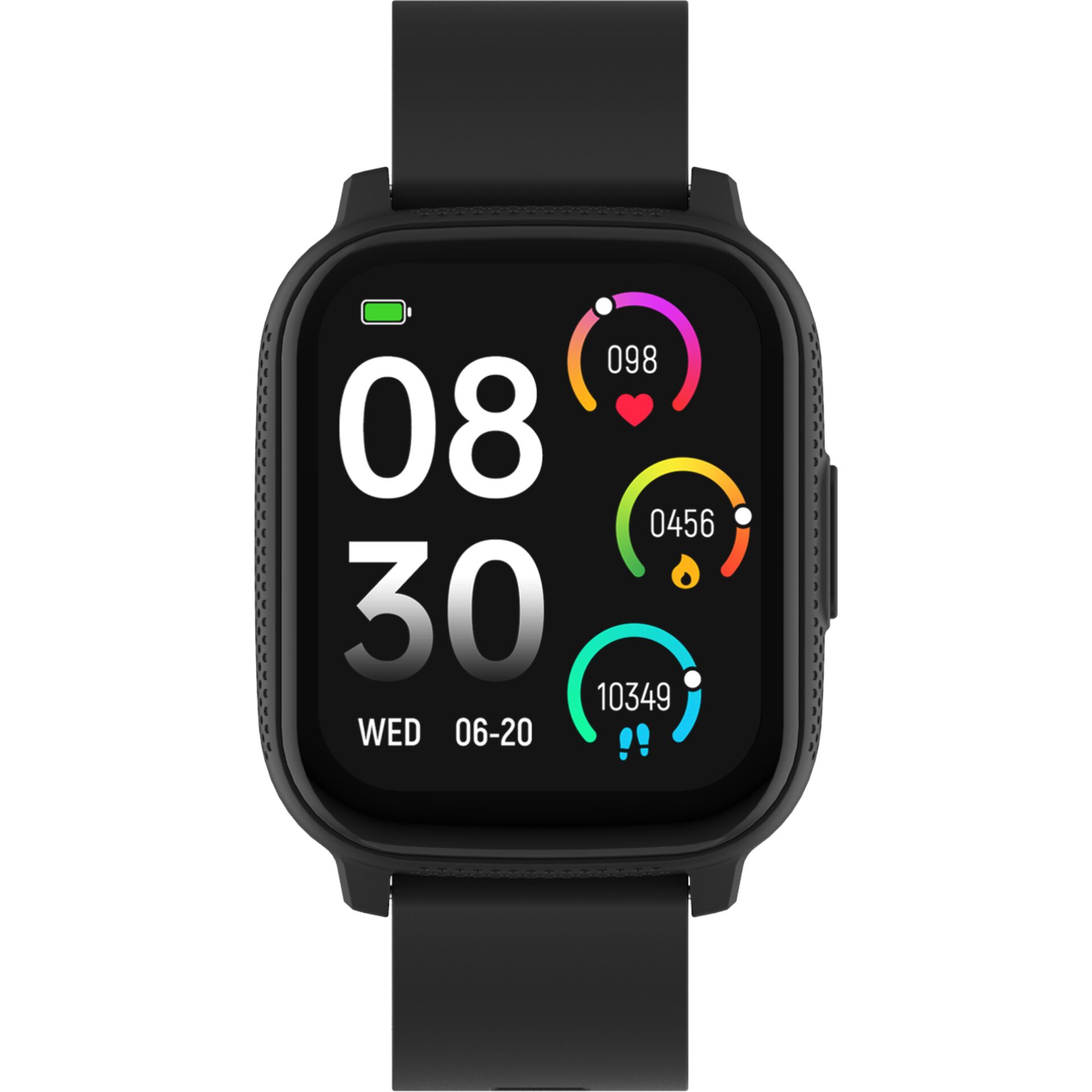 smartwatch, schwarz, digitalanzeige, rechteckig, armband