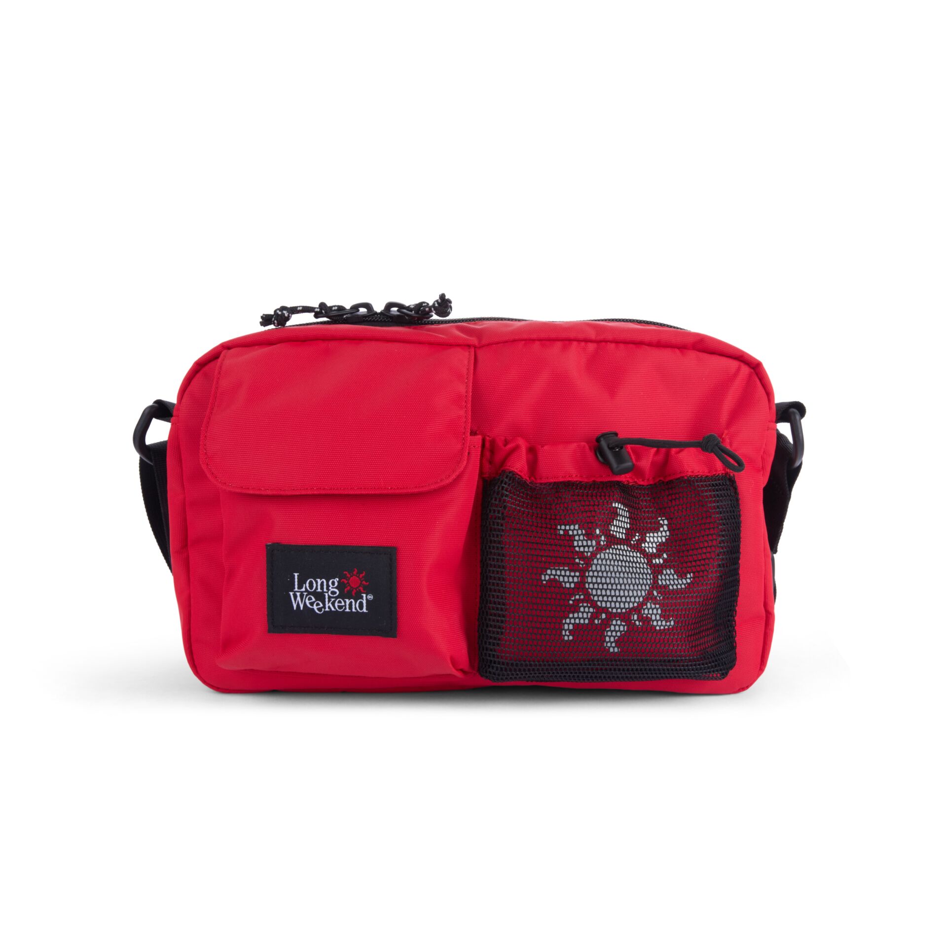 Red bag, Crossbody bag, Mesh pocket, Zippered pocket, Outdoor bag