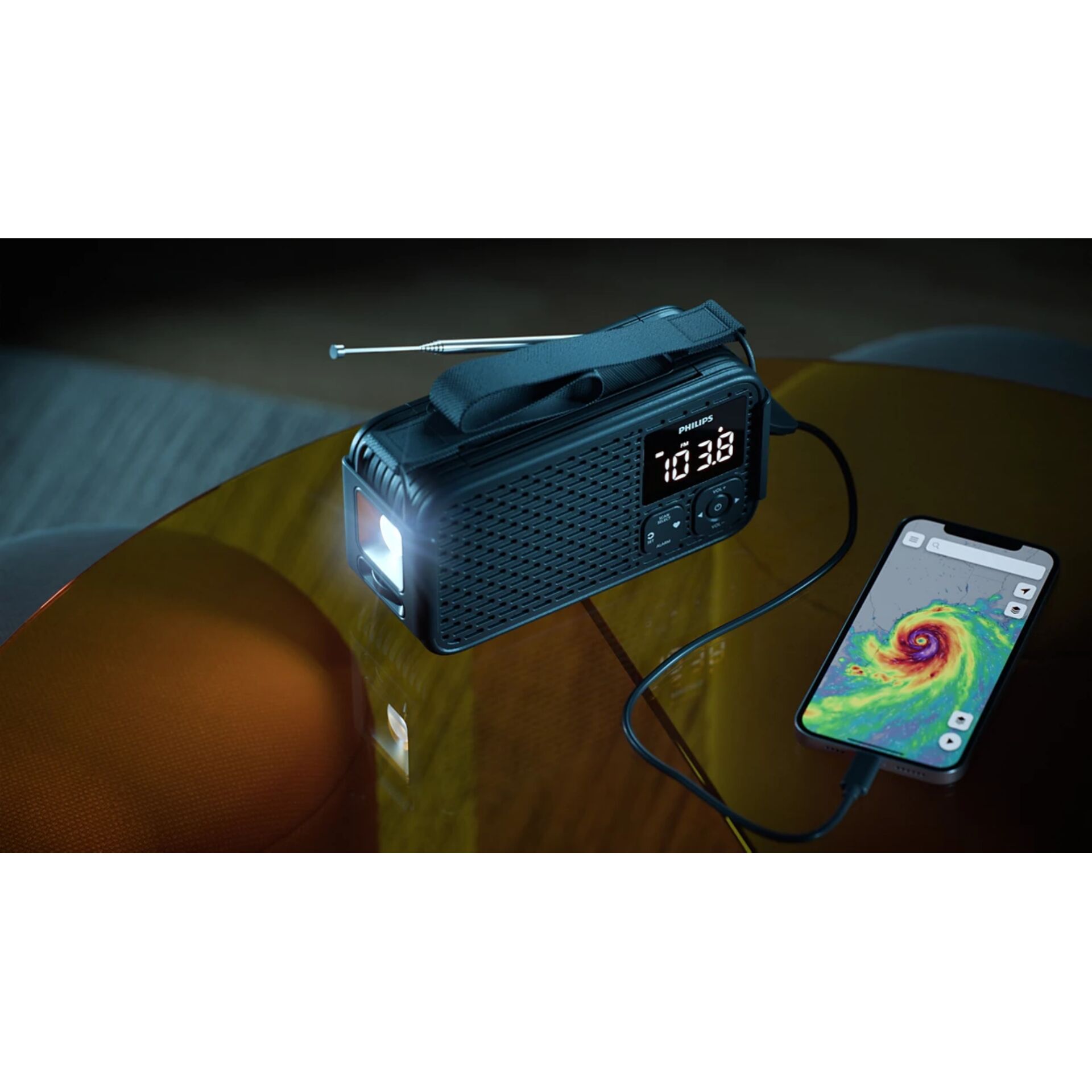 Radio, Digitaluhr, Antenne, USB-Laden, Telefonladen