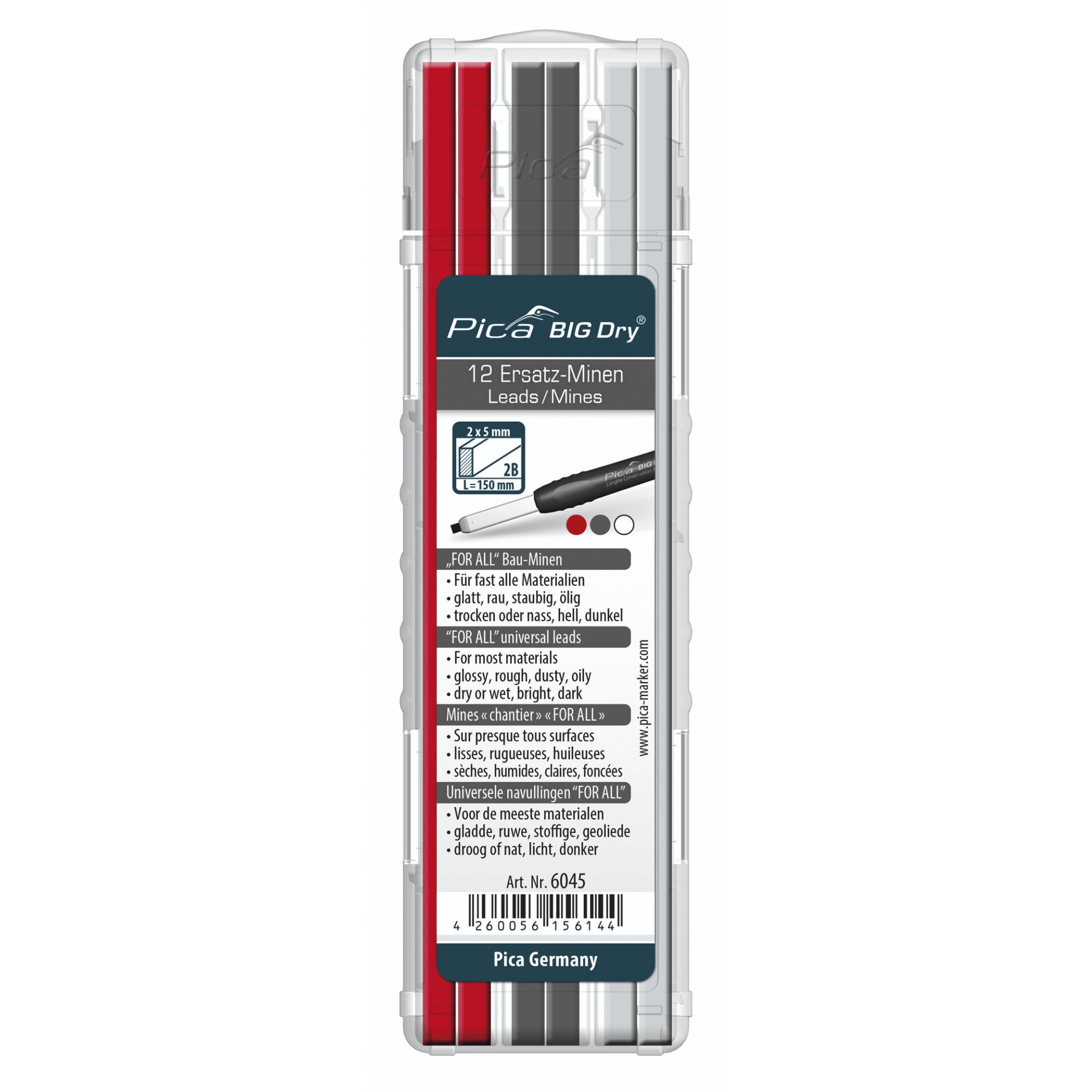 Pica BIG DRY Minen-Set FOR ALL  Rot/Graphit/Weiss