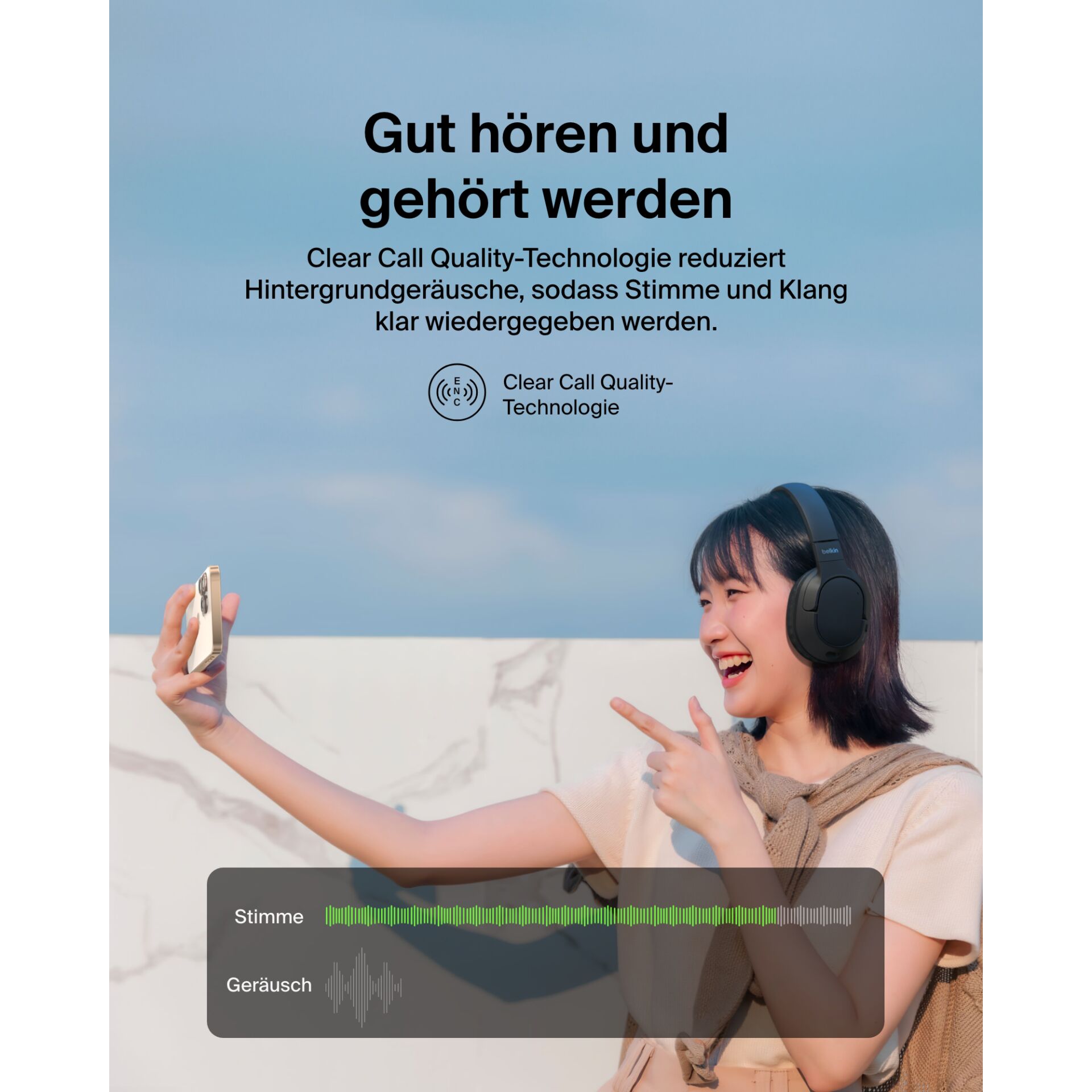 Werbung, Plakat, Kopfhörer, Person, Frau