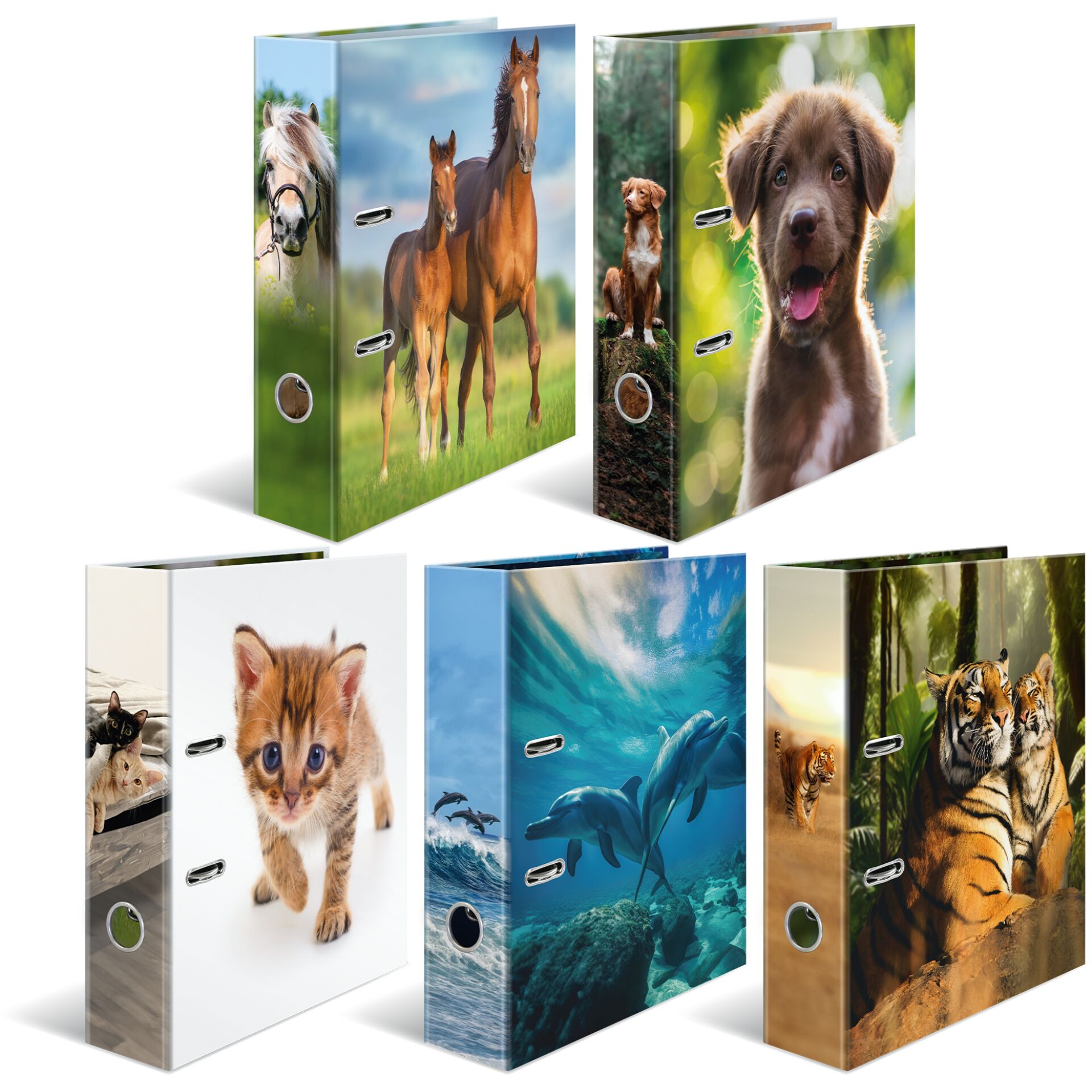 Halterungen, Tierbilder, Tier-Ordner, Binder mit Tiermotiven, Multipack Ordner