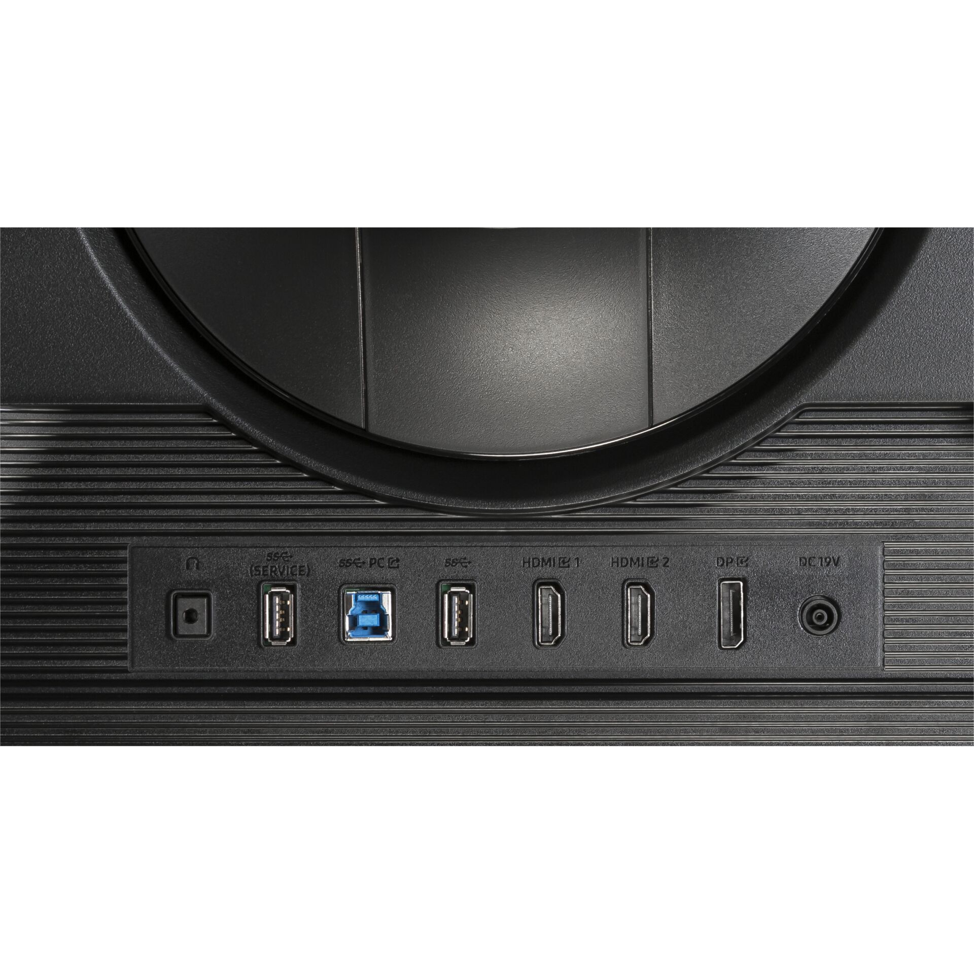 usb-c, display ports, power input, video ports, black plastic