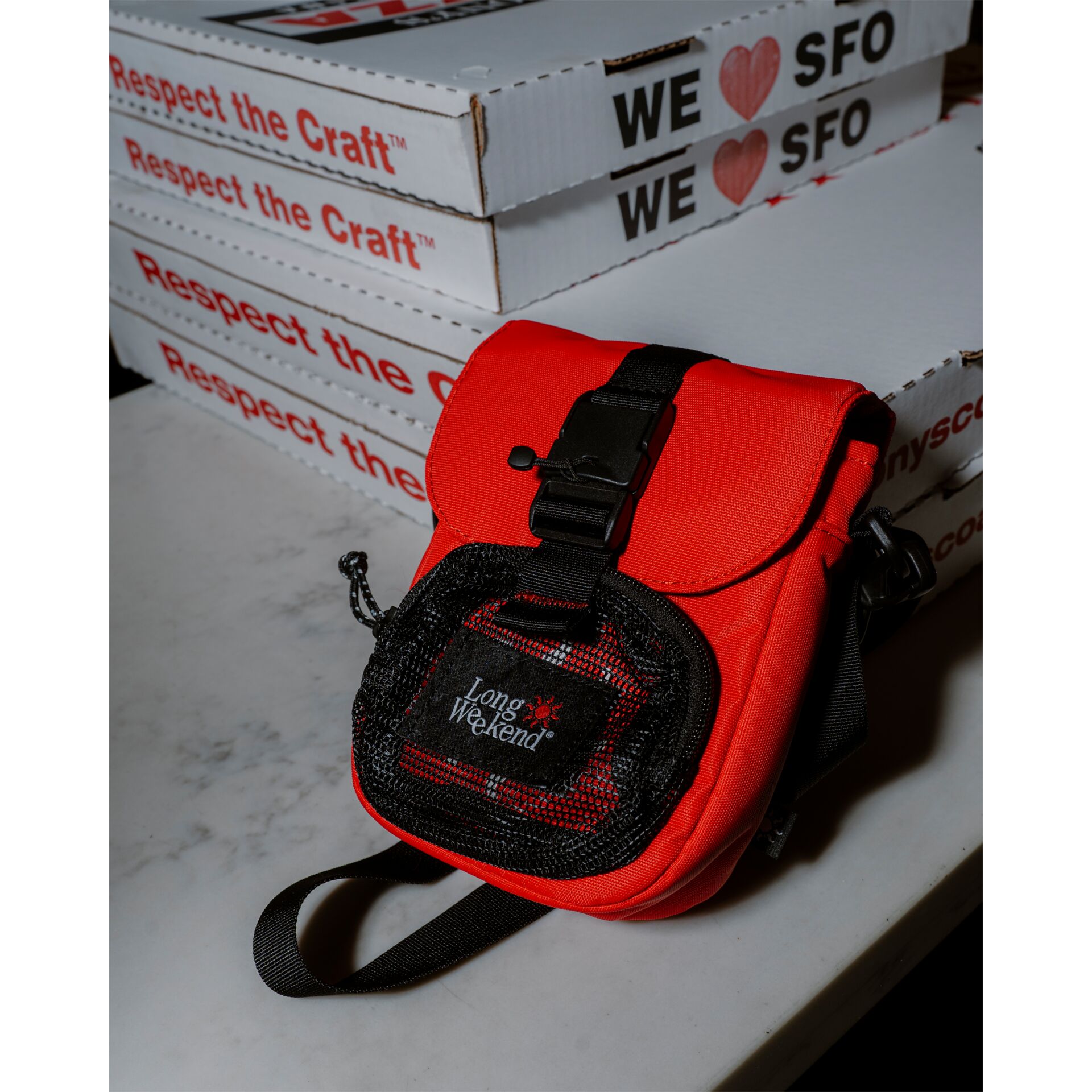 rot Tasche, Umhängetasche, Mini-Tasche, Mesh-Tasche, orange-rot