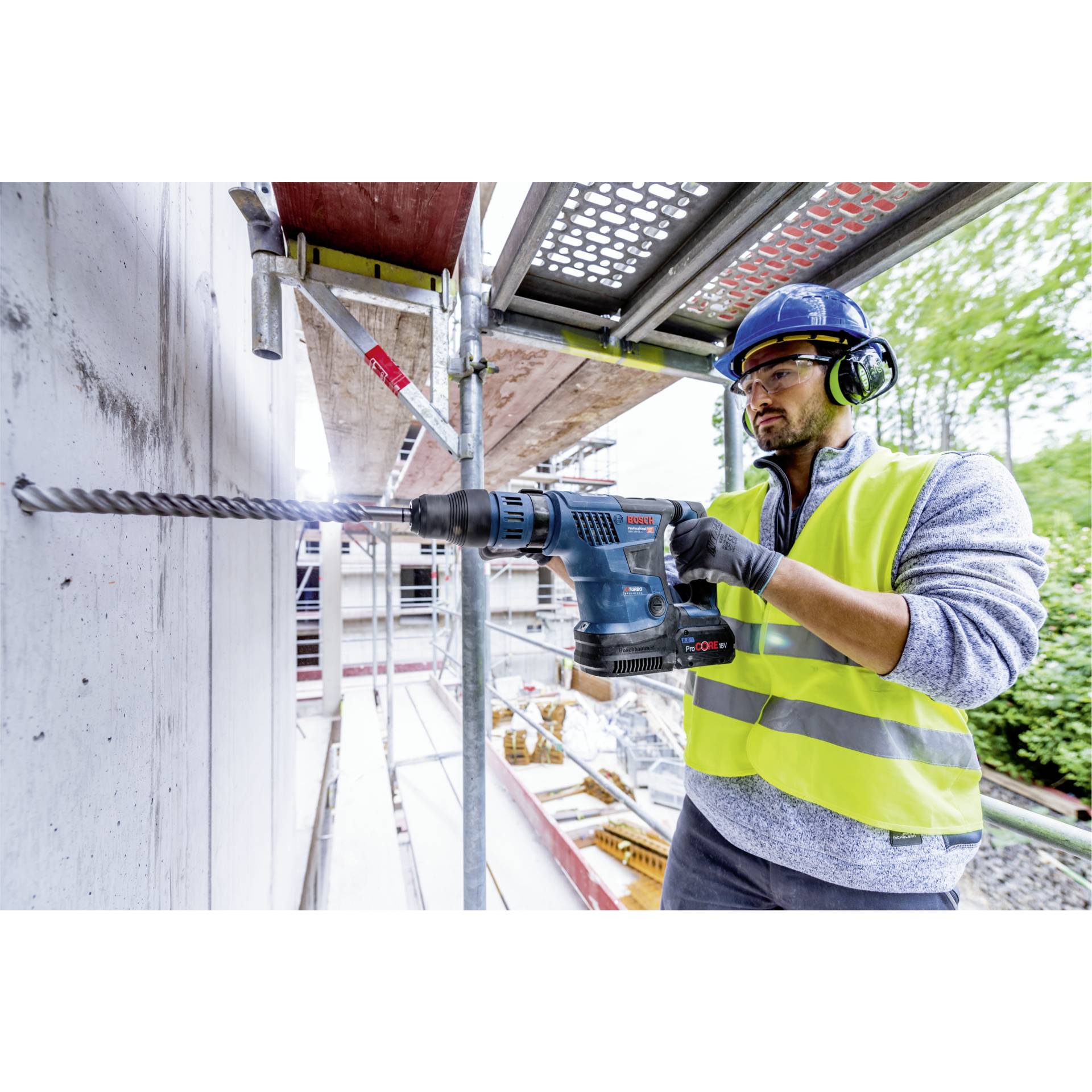 Person, Arbeiter, Elektrische Bohrmaschine, Werkzeug, Handschuh