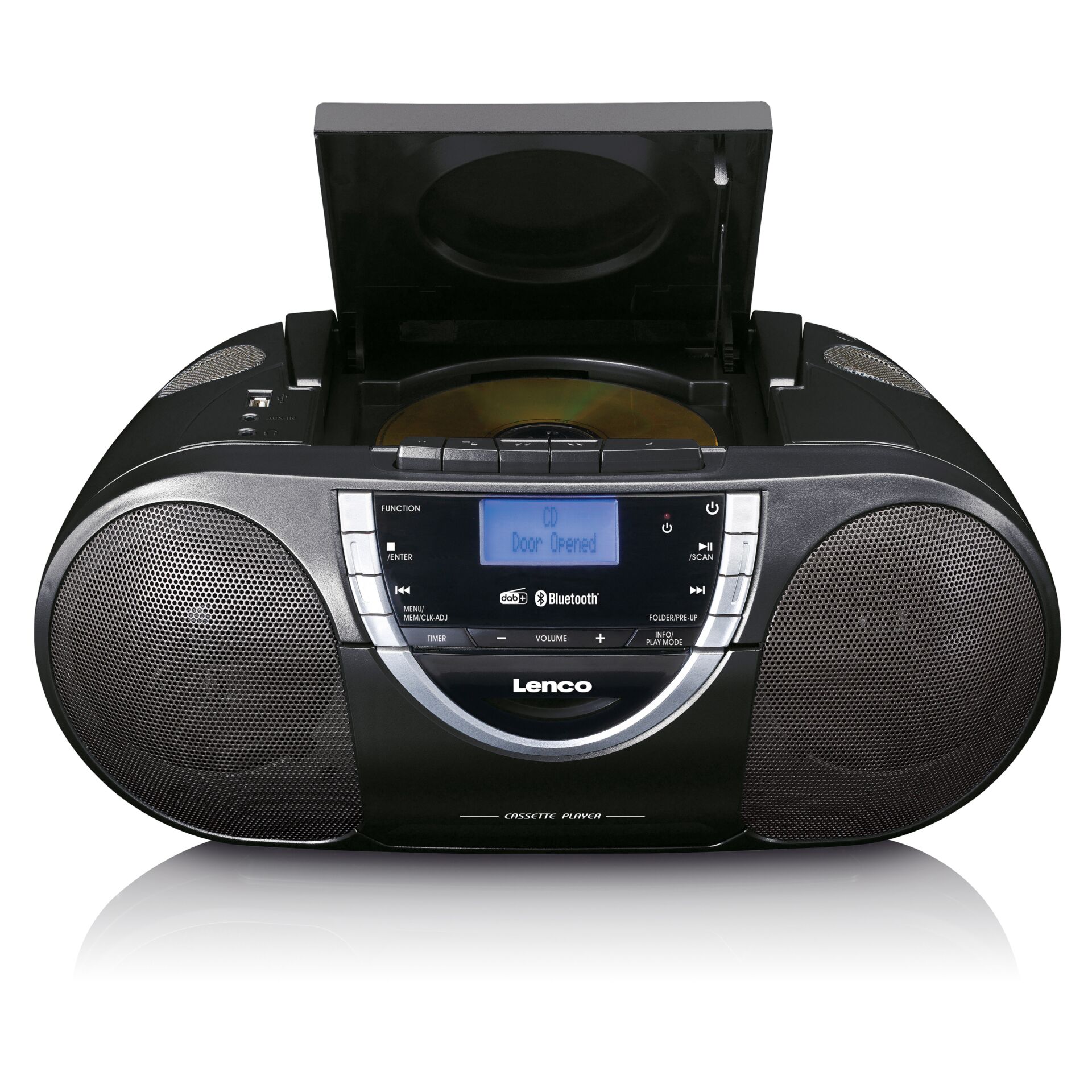 Cassette-Player, Boombox, CD-Player, Bluetooth, Schwarz