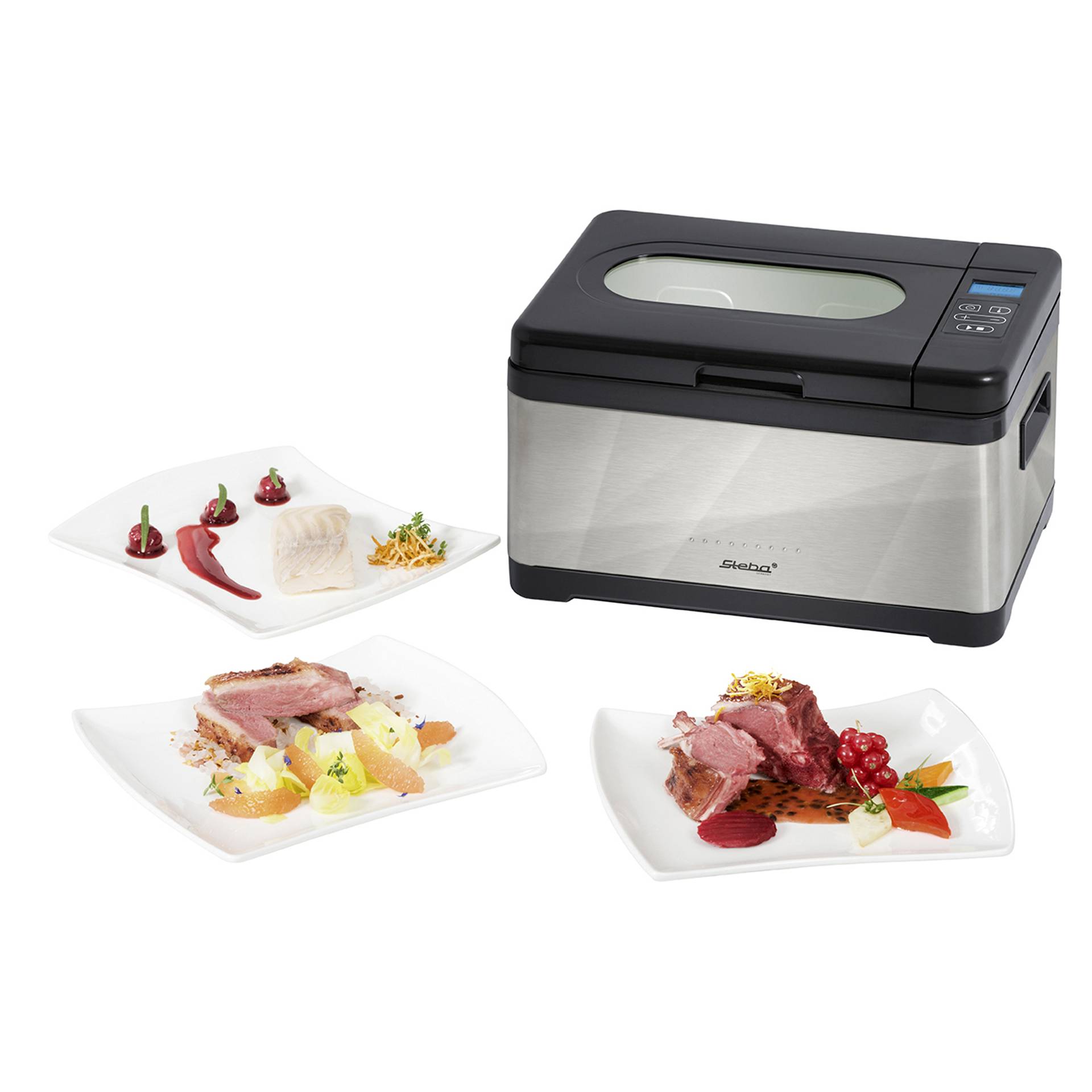 Computerausrüstung, Mittagessen, Präsentation des Essens, Teller