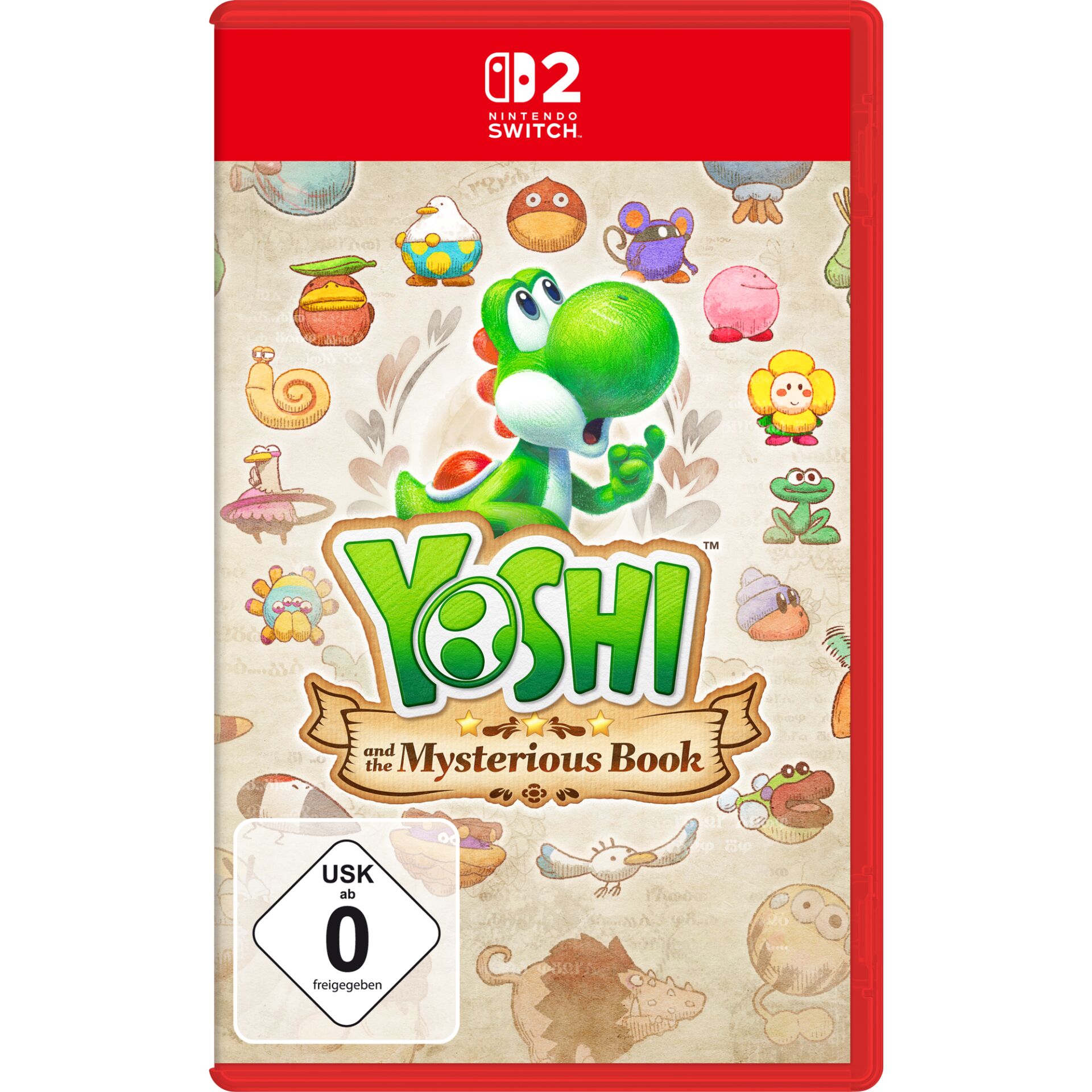 Nintendo Switch, Yoshi, Mysterious Book, grüner Dinosaurier, Cartoon-Artwork