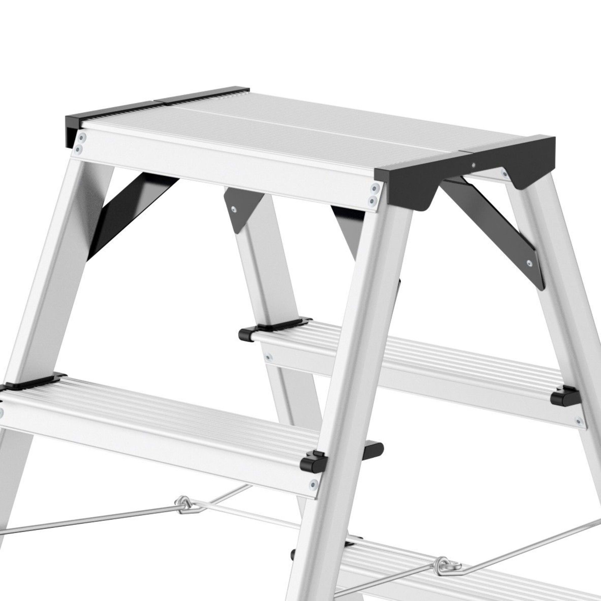 Treppe, Arbeitsleiter, Alu, Stufen, Sicherungsseil