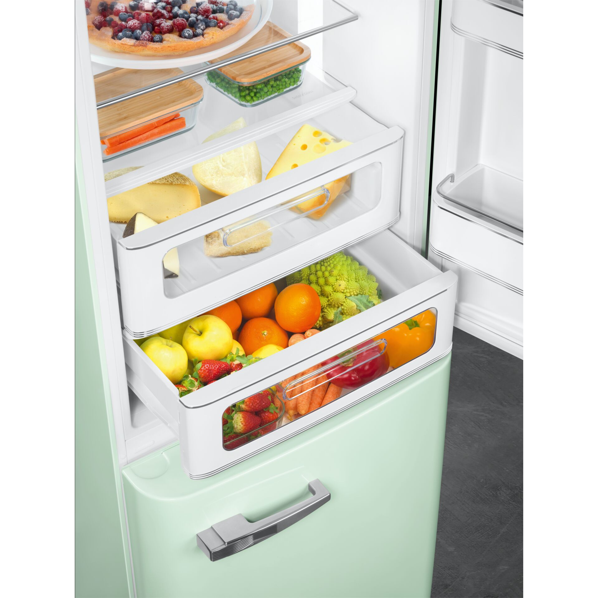 Kühlschrank, Frischhaltebox, Gemüsefach, Obst, Schublade mit Glasfront