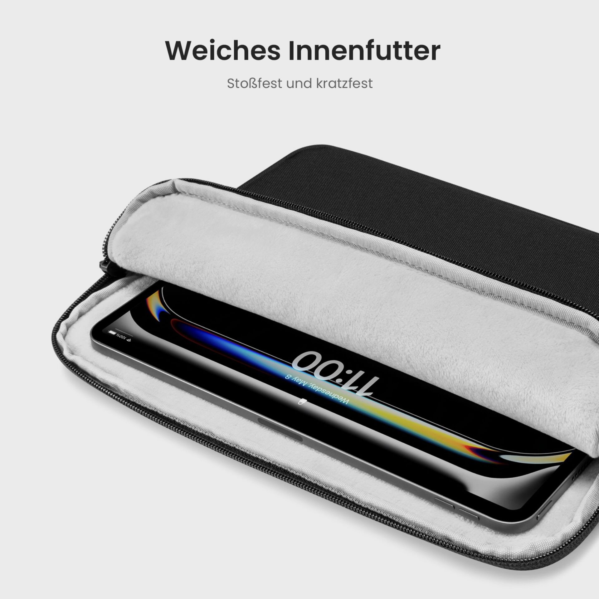 weiches Innenfutter, weiche Polsterung, gepolsterte Hülle, Smartphone-Case, Reißverschlussverschluss