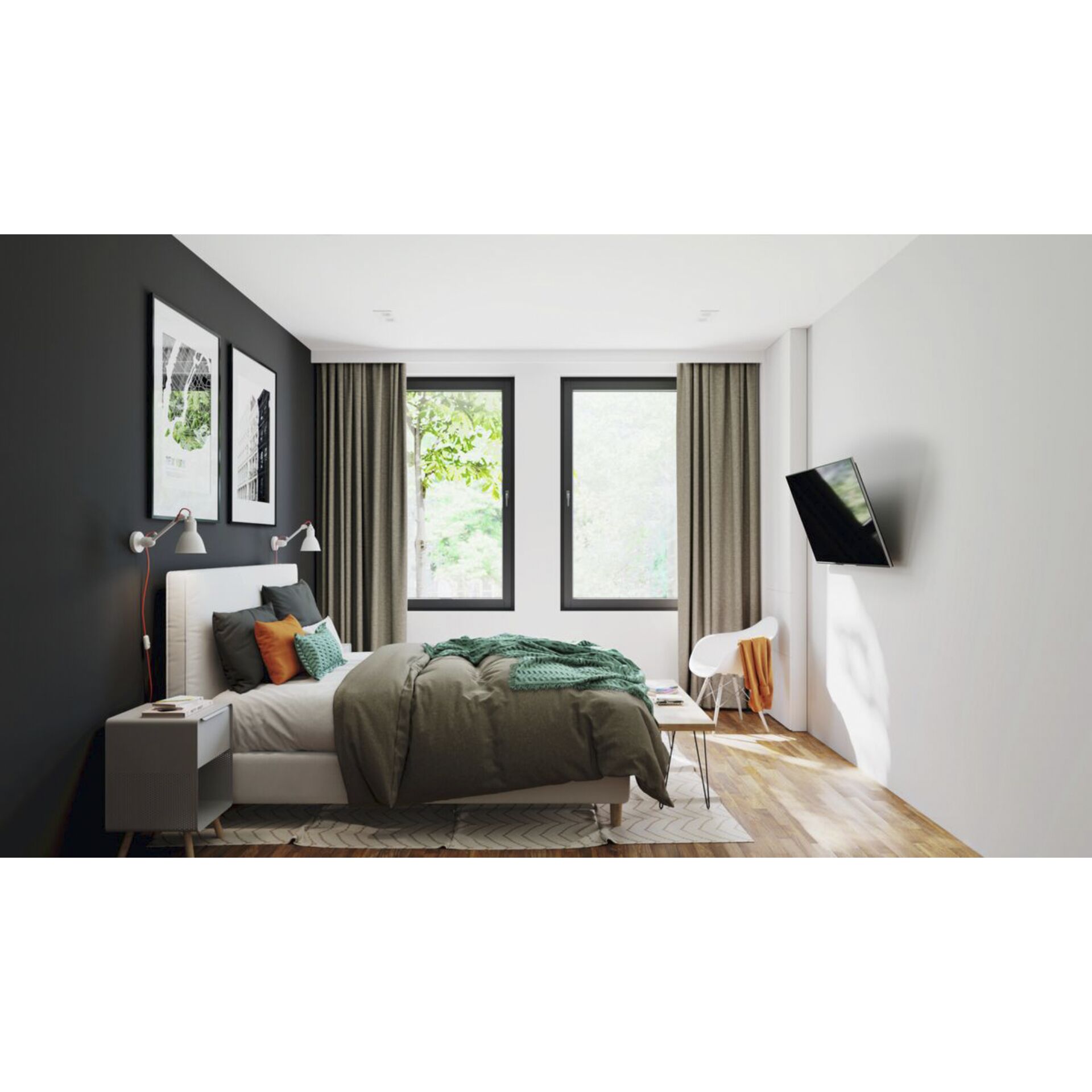 Innenarchitektur, Inneneinrichtung, Kissen, Mobiliar, Schlafzimmer