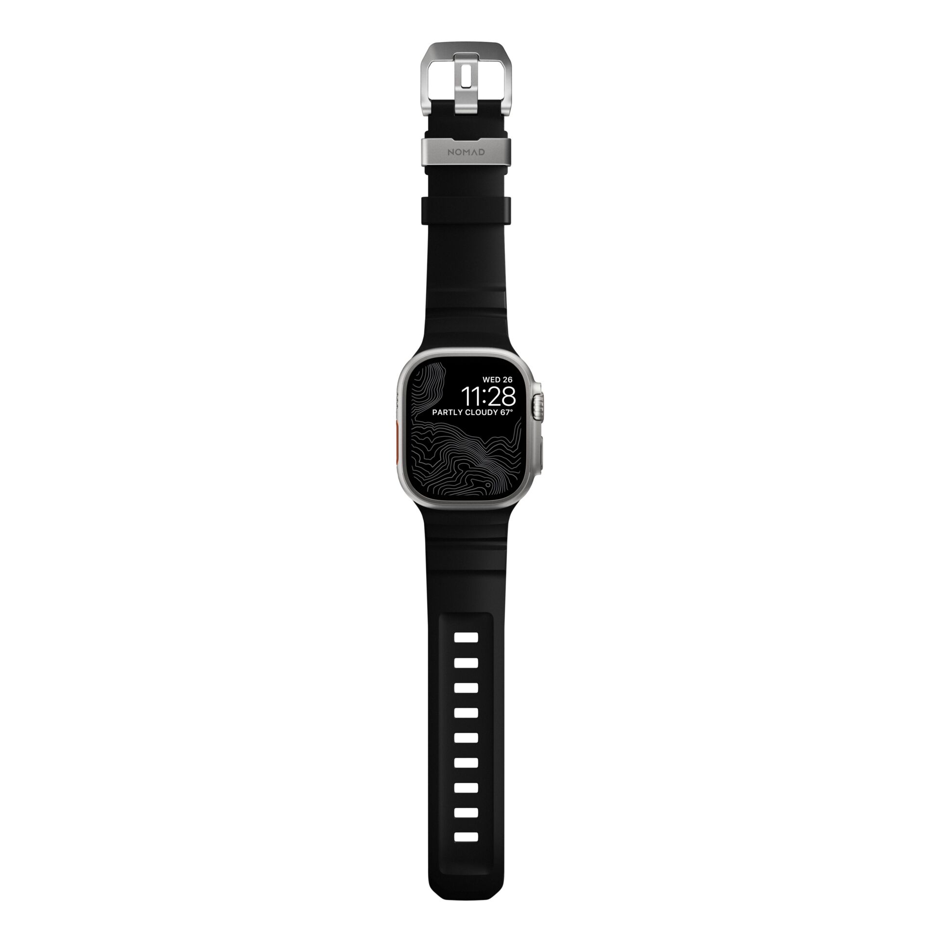 apple watch, smartwatch, schwarzes armband, digitalanzeige, silbernes gehäuse