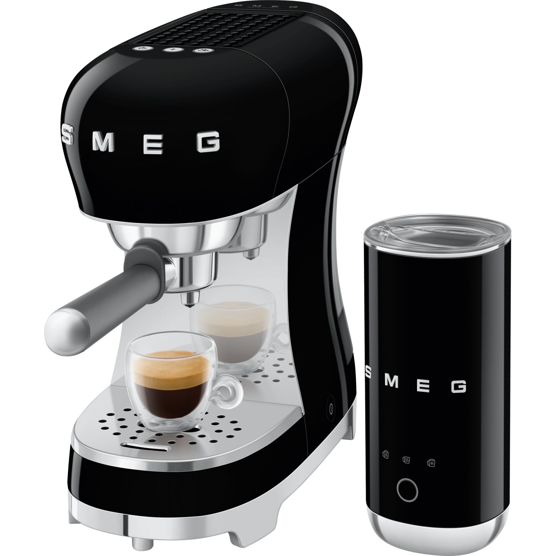 Espresso-Maschine, Schwarz, Kompakt, Milchschaumgerät, Portafilter