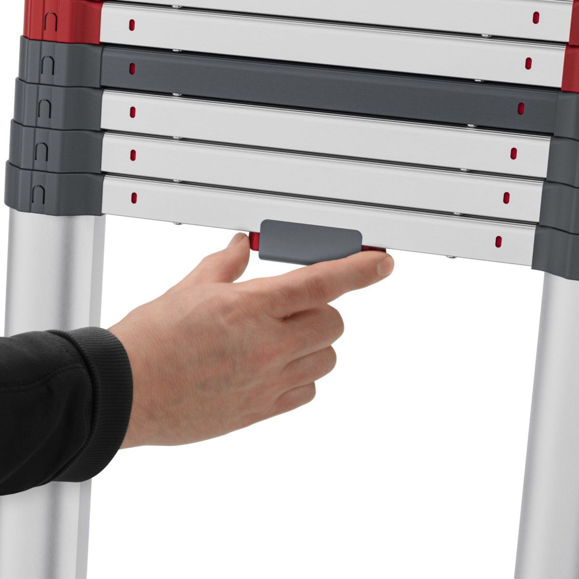 Stufenleiter, Trittstufe, Aluminium, Graustufen, Handgriff