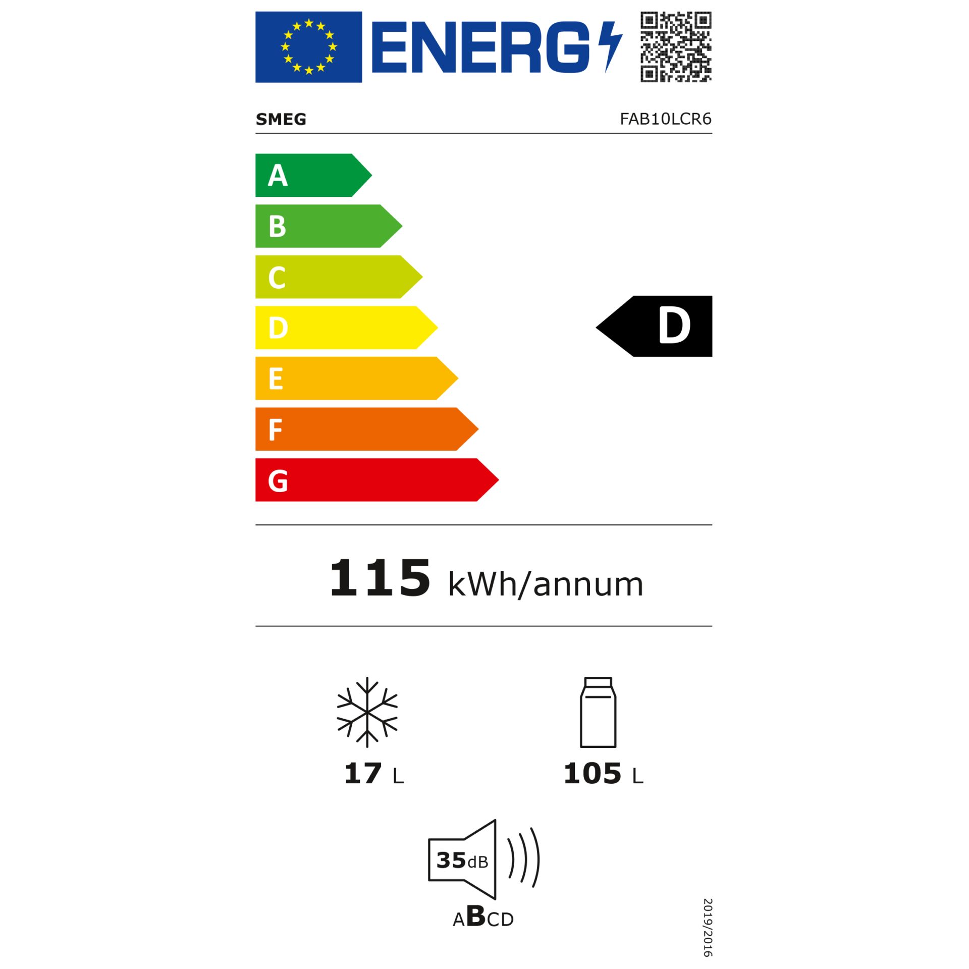 Kühlschrank, Niedrige Temperatur, Energieeffizienz A, 115 kWh/annum, 43 dB