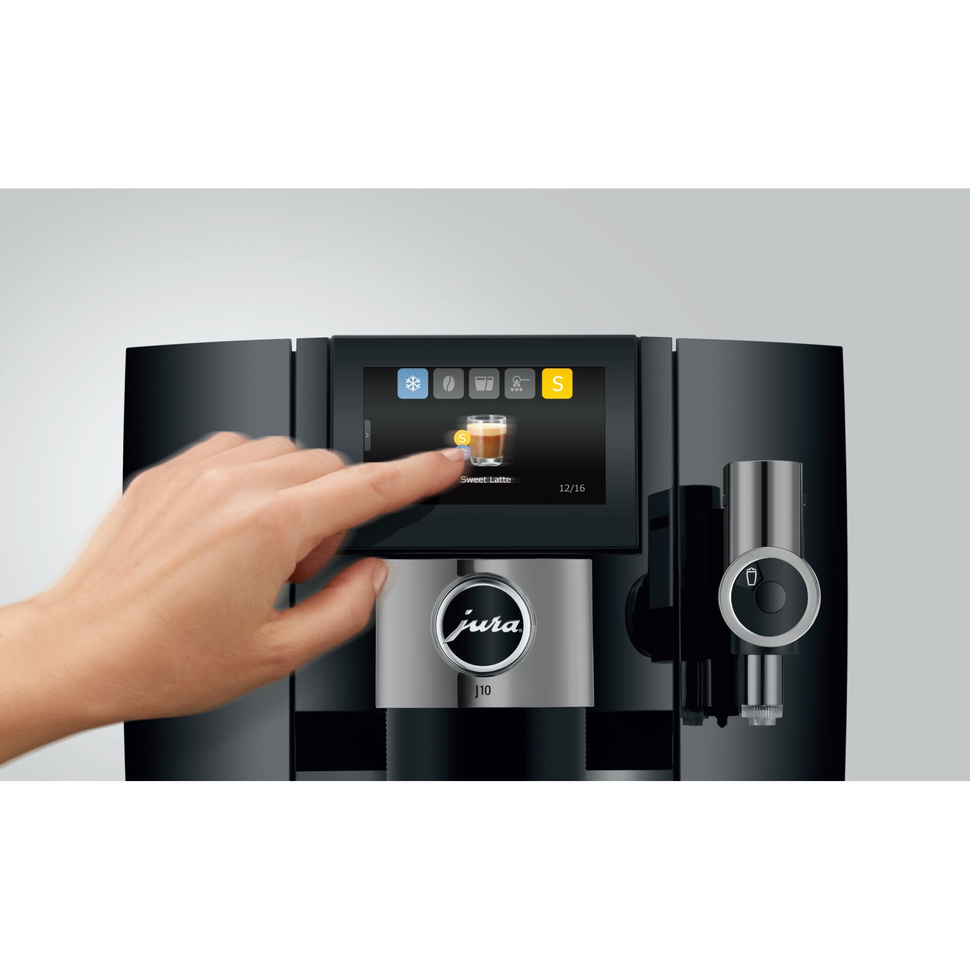 Kaffeemaschine, Touchscreen, Milchaufschäumer, Edelstahl, schwarzes Gehäuse