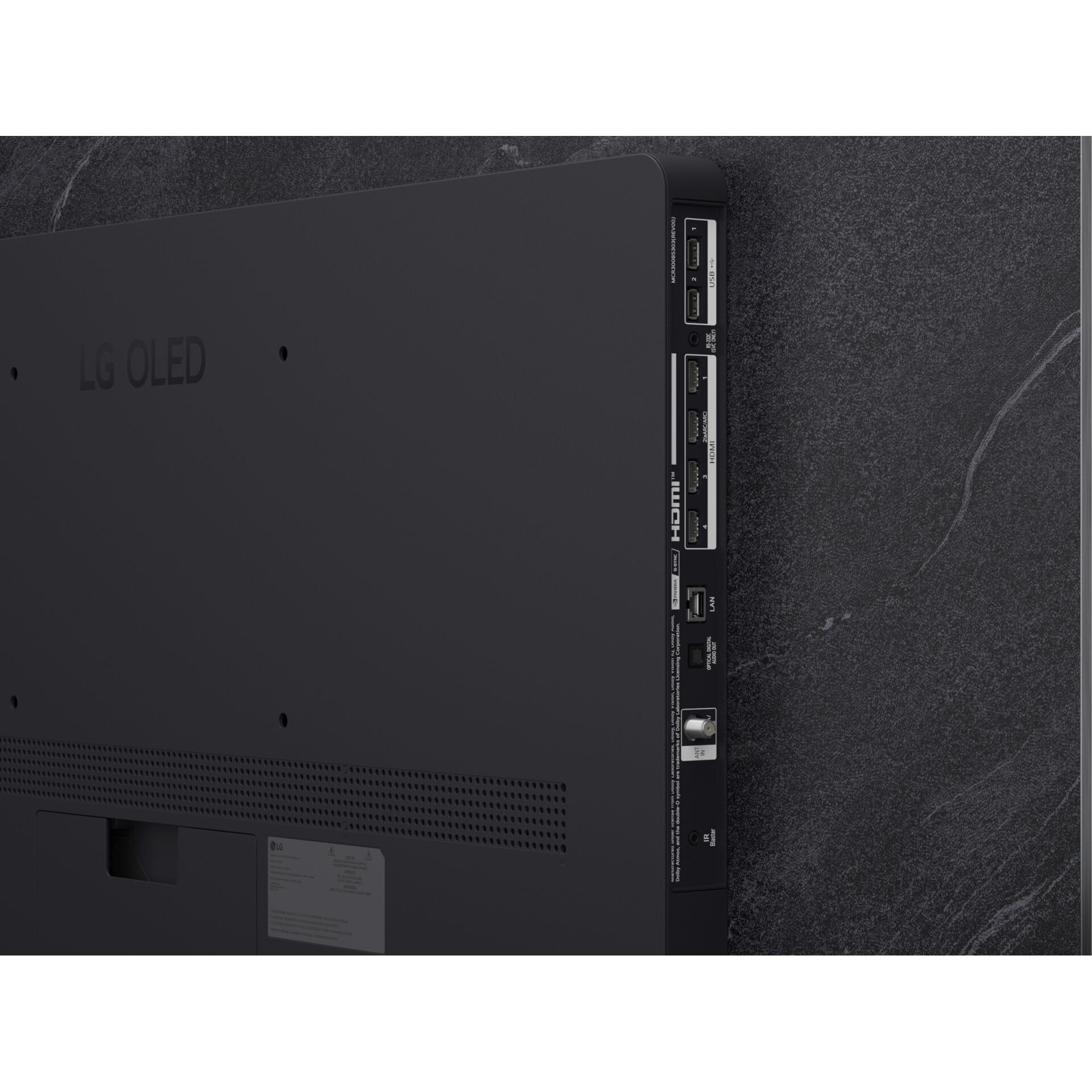 LG OLED, HDMI ports, Rückseite, schwarz, unbekanntes Modell
