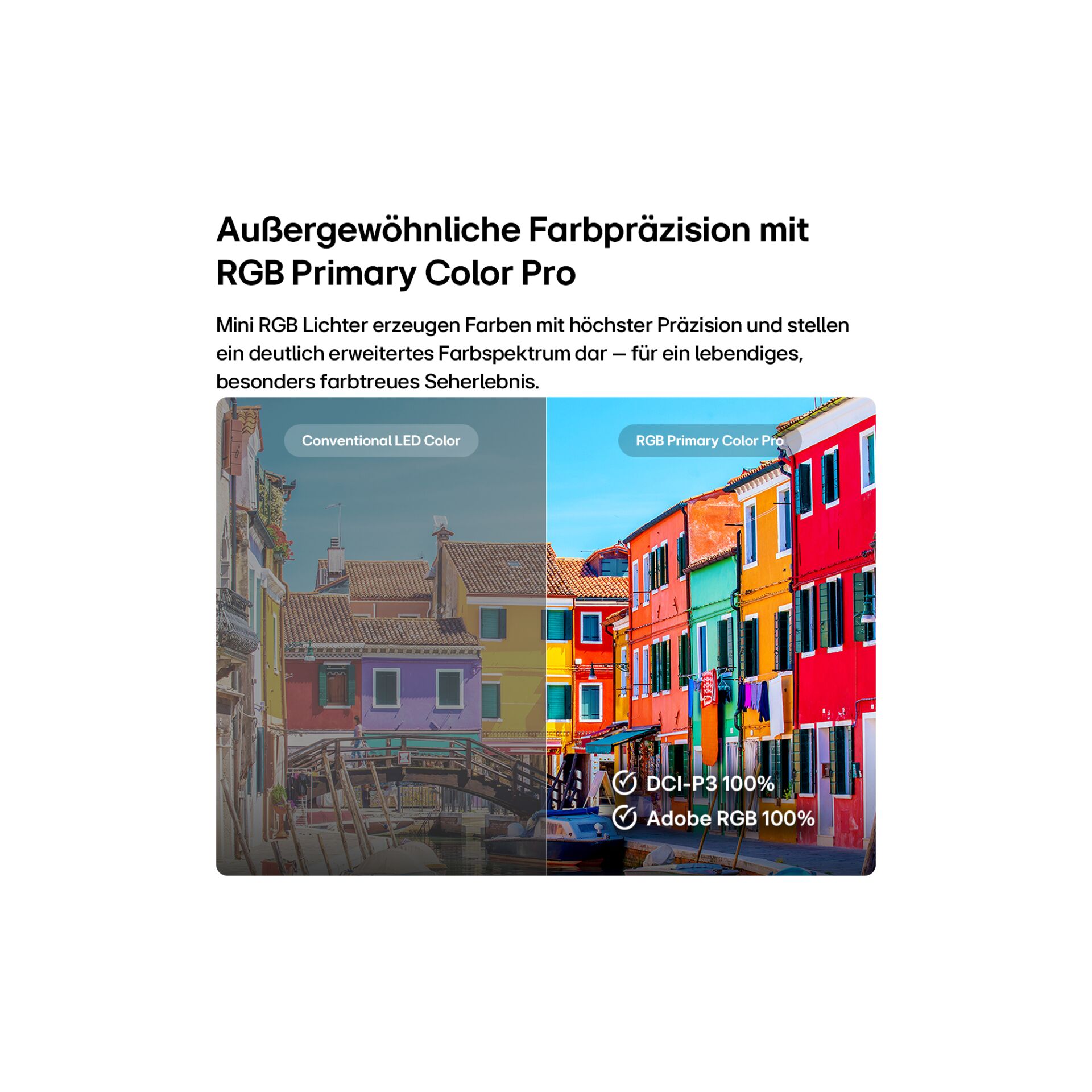 Farbfotografie, RGB Pro Farbpräzision, Wohnhäuser, bunte Häuser, Stadtbild