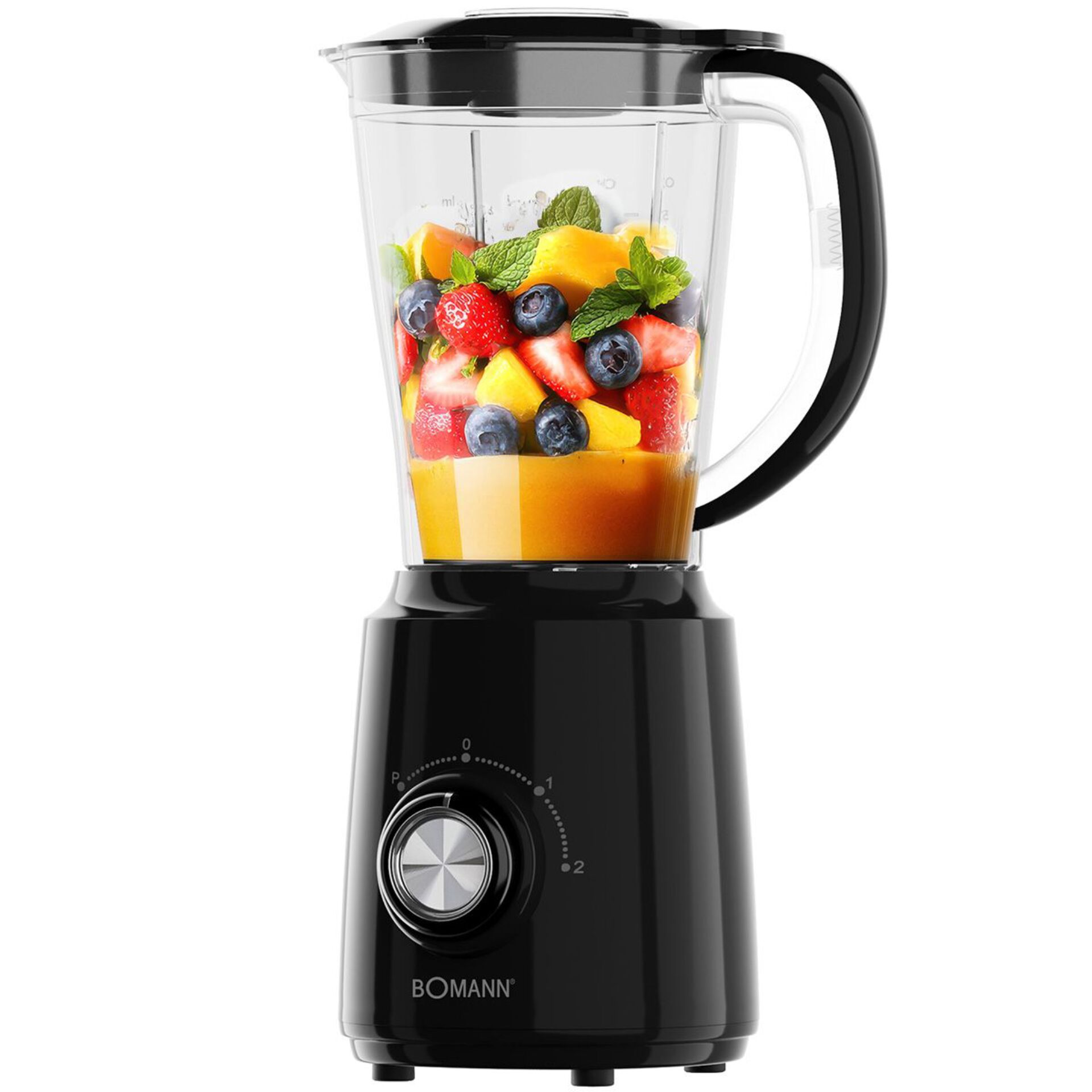 Mixer, Blender, Prozessrommel, Glasbehälter, Schwarz