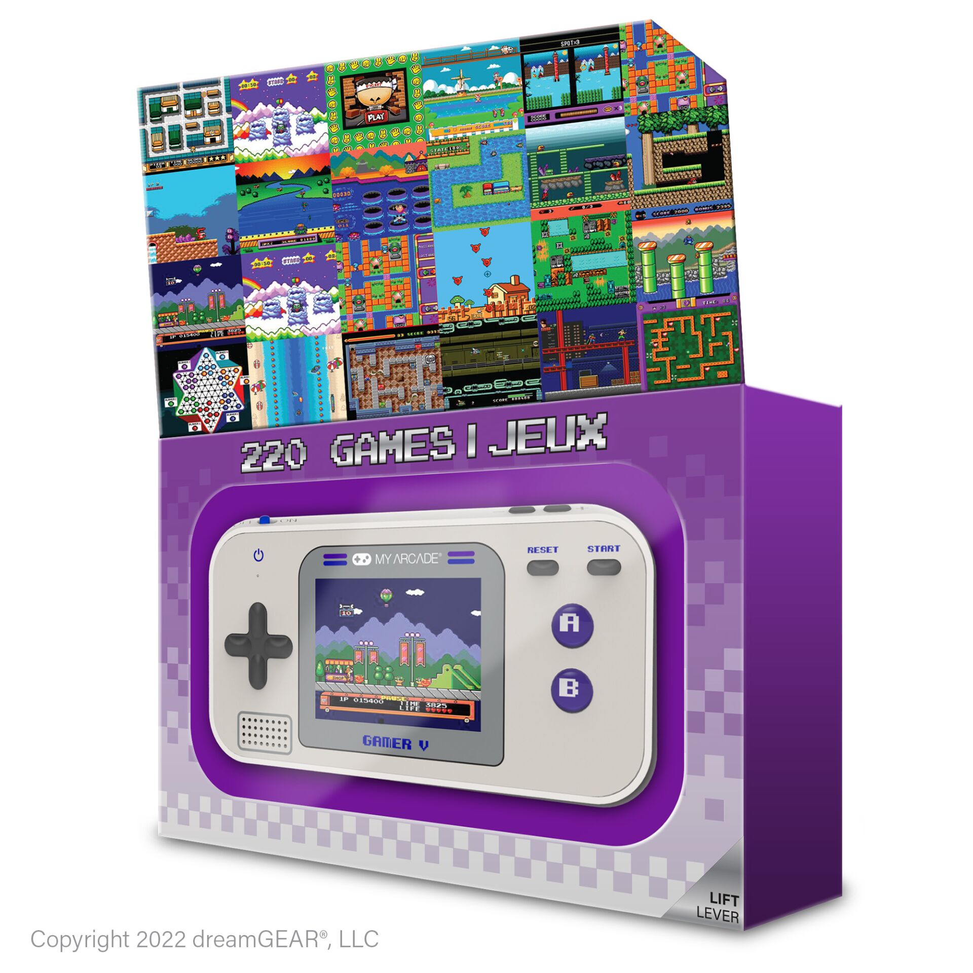 handheld-konsole, retro-spiele, tragbares-spielgerät, gaming-gerät, lila-box