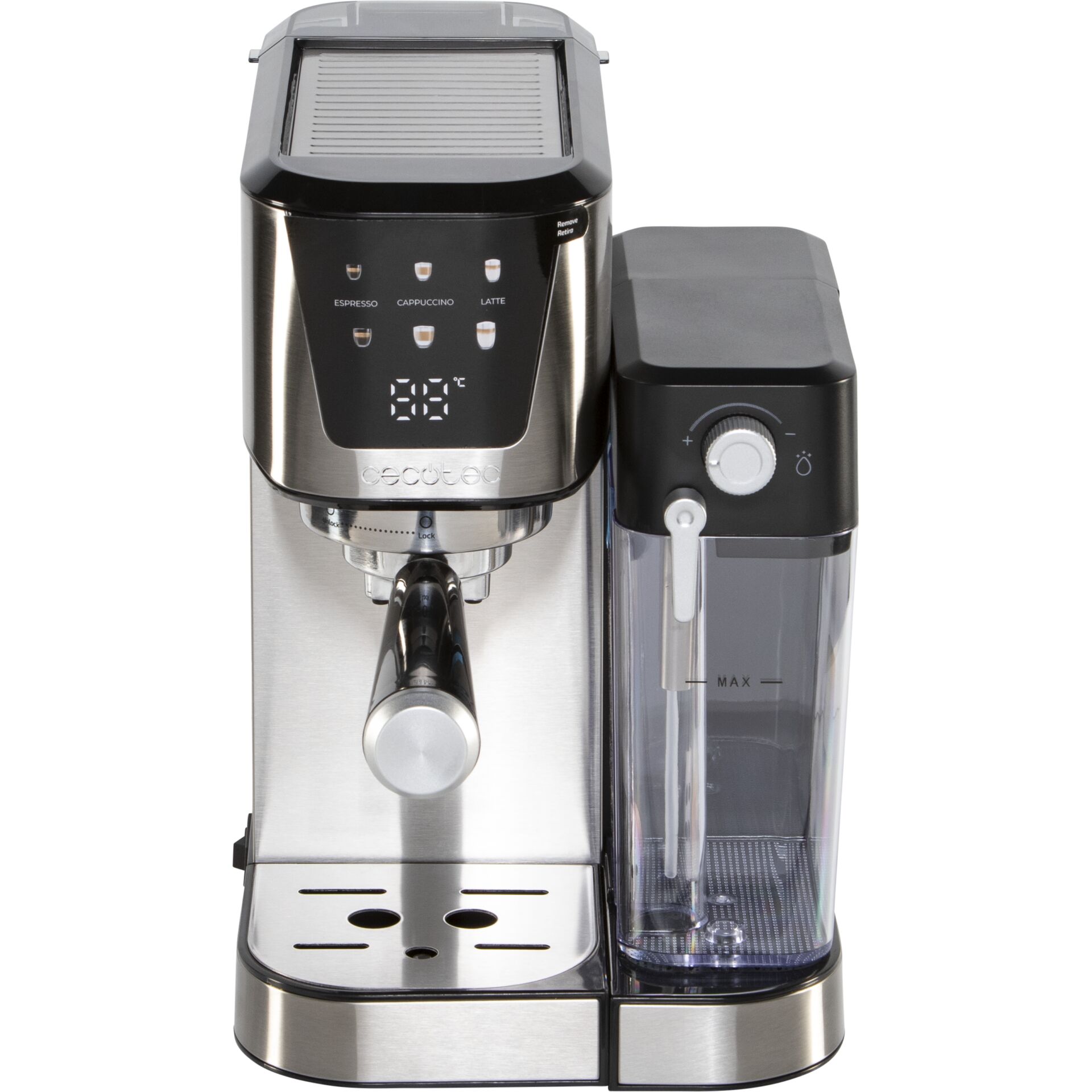 Espresso Maschine, Kaffeeautomat, Edelstahl, Milk Frother, Digital Display