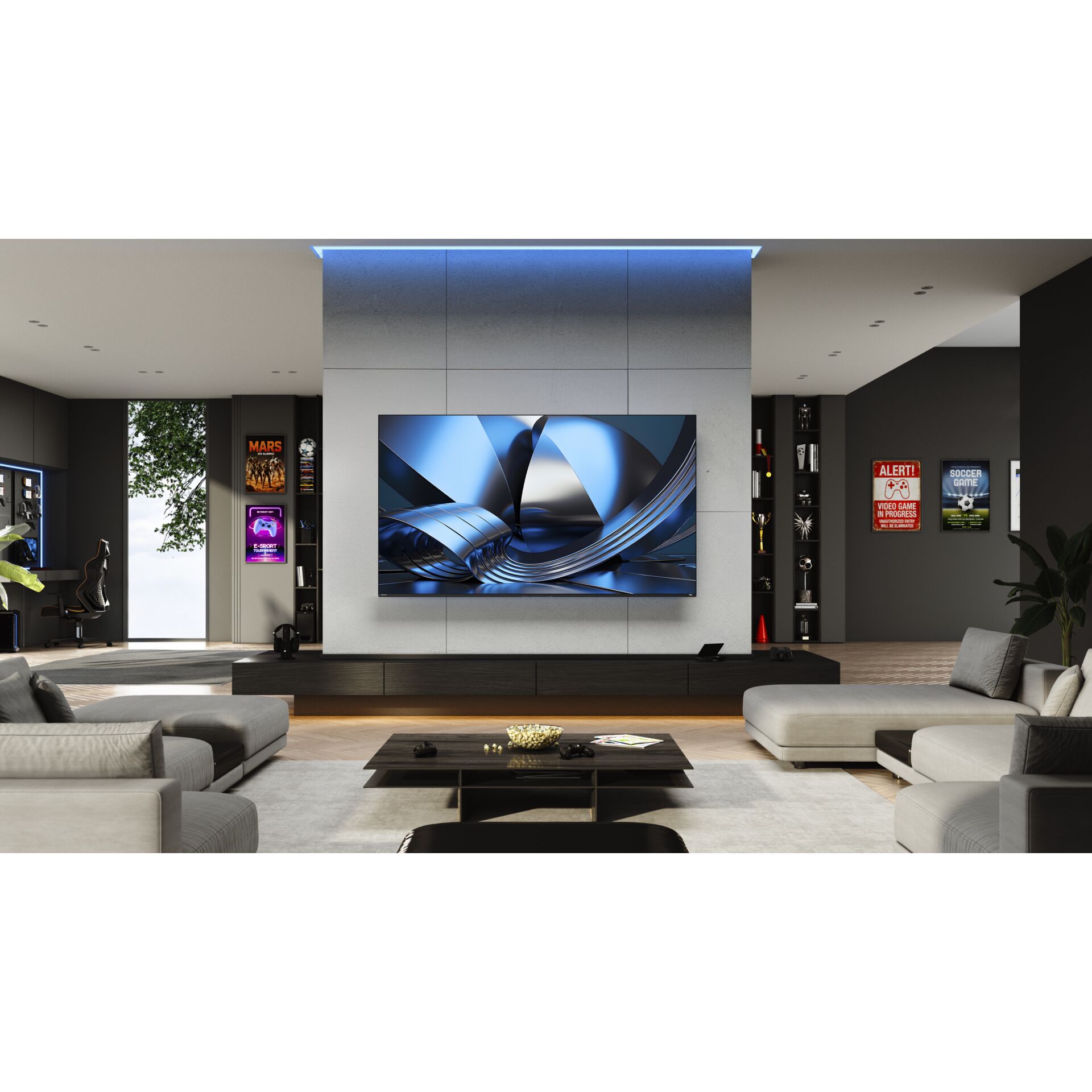 Fernseher, TV, Wandmontiert, Wohnzimmer, Monitor
