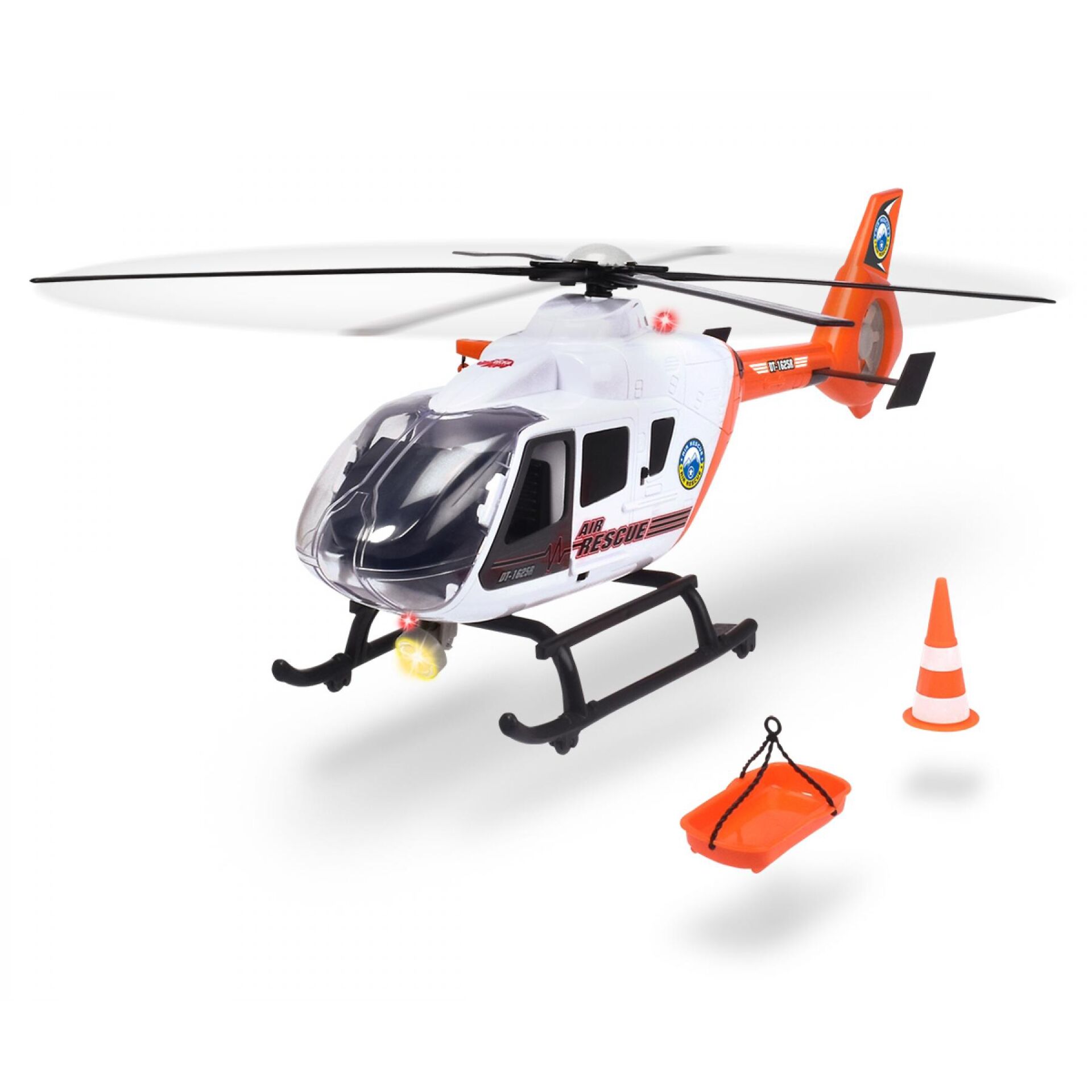 Hubschrauber Spielzeug, Rettungshubschrauber, Orange Weiß, Rotorblätter, Zubehörset