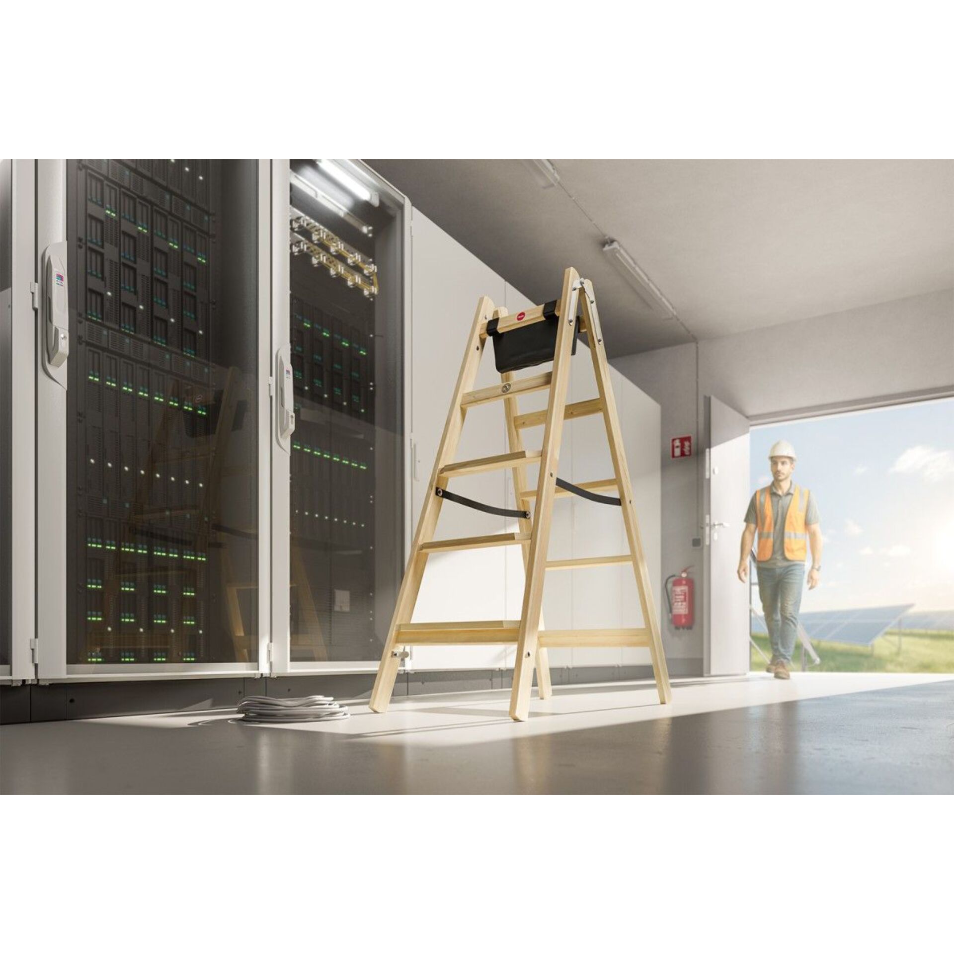 Leiter, Stehleiter, Holz, Werkstatt, Elektronikraum