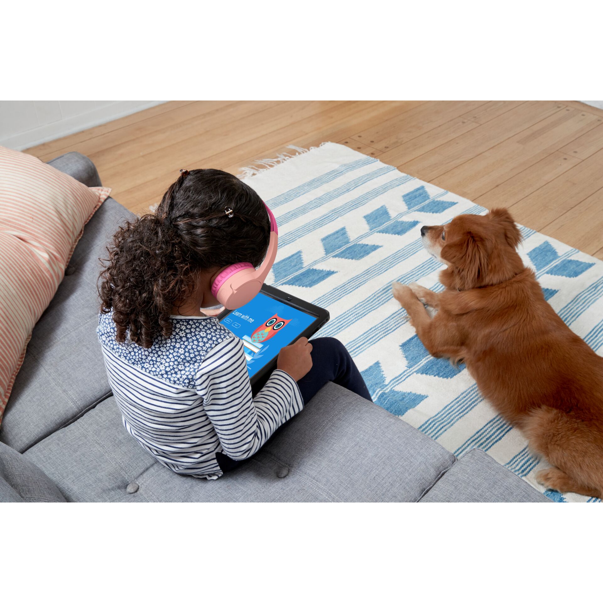 Dekoration für Zuhause, Person, Lesen, Tablet-Computer, Hund