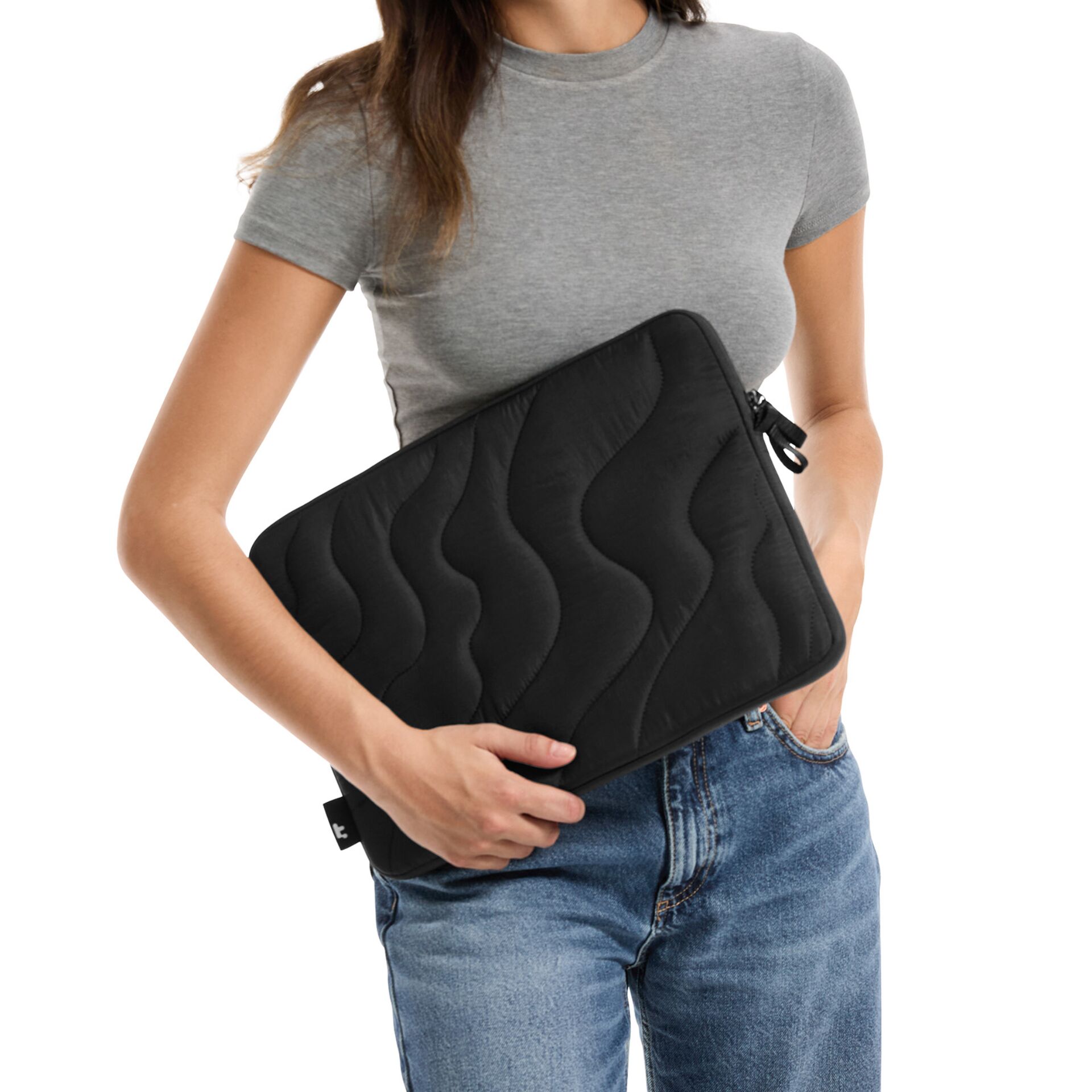Laptophülle, Schutzhülle, Quilted, schwarz, Reißverschluss