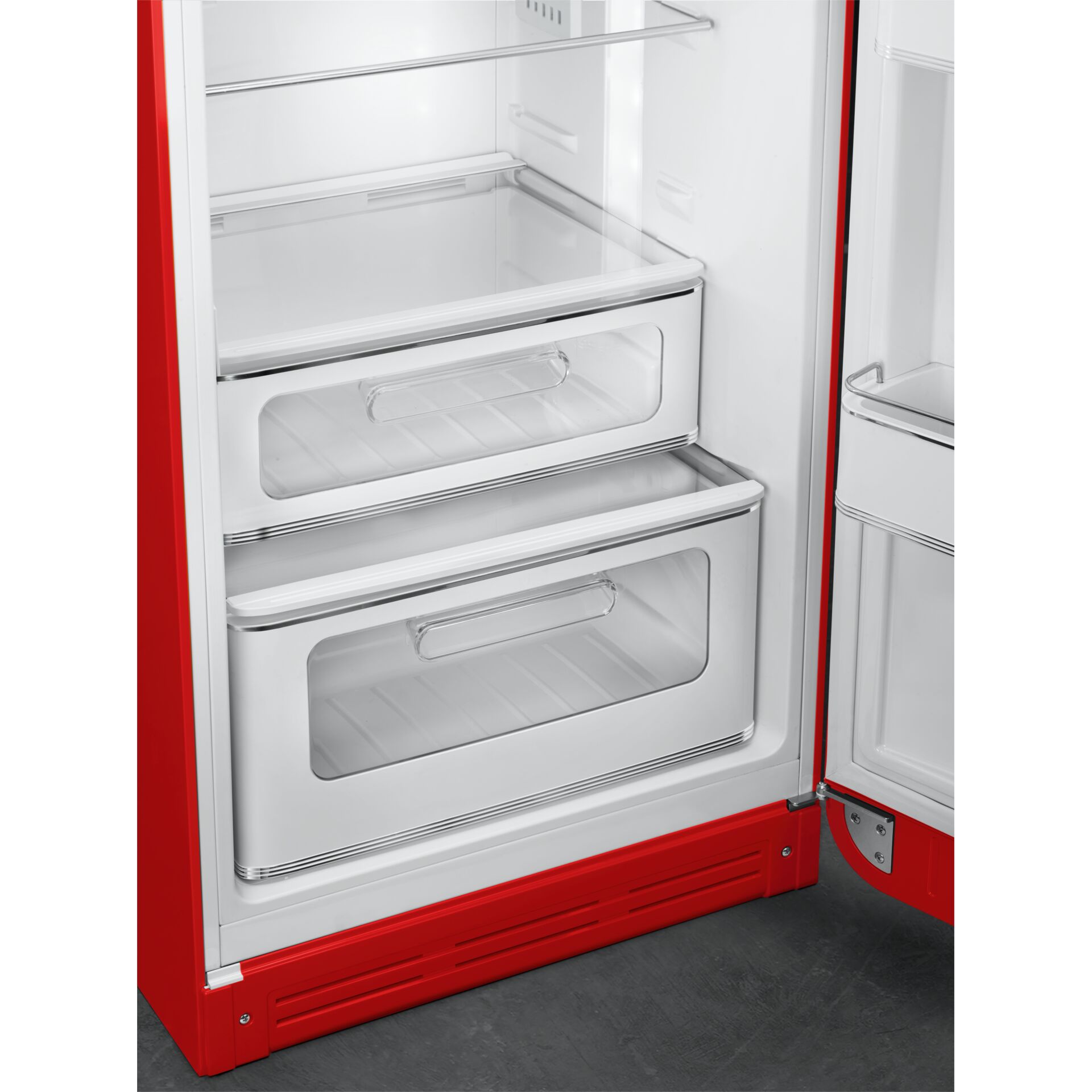 Kühlschrank, Unterteile, Schubladen, Einbaukühlschrank, roter Rahmen