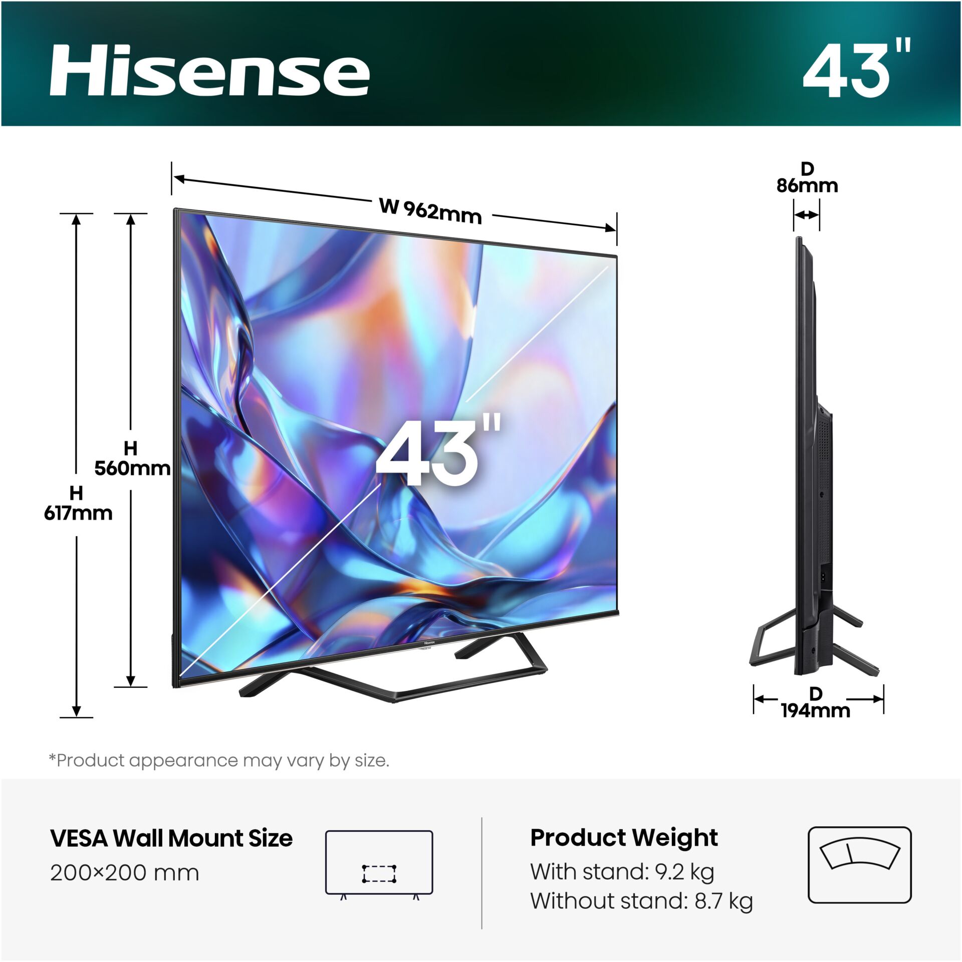 TV, 43 Zoll, LED, LED-TV, VESA 200x200