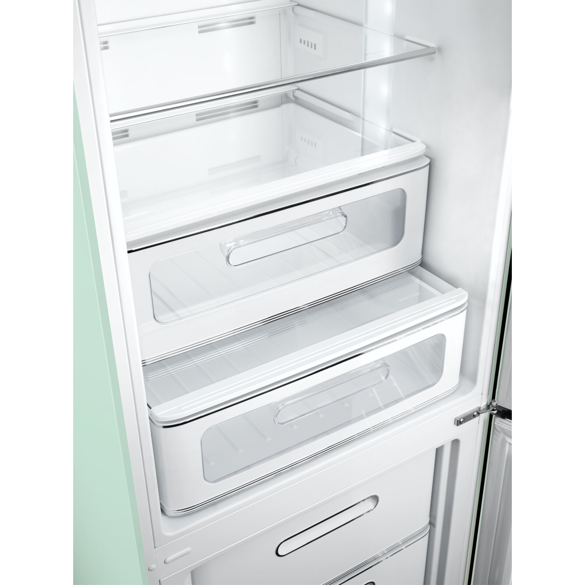 Kühlschrank, Gefrierschrank, Tür mit Glas, Edelstahloptik, Nivellierungsschublade