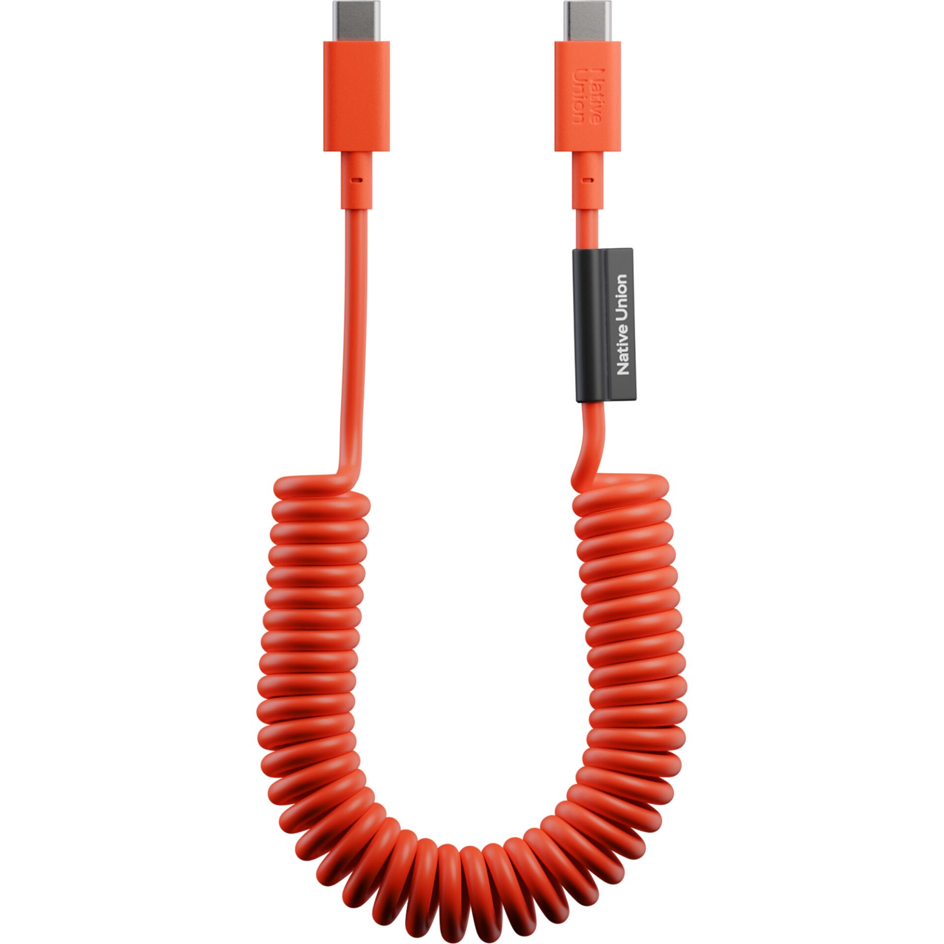 USB-C-Kabel, Spiralkabel, rotes Kabel, 2-in-1 USB-C, kabelsalatfrei