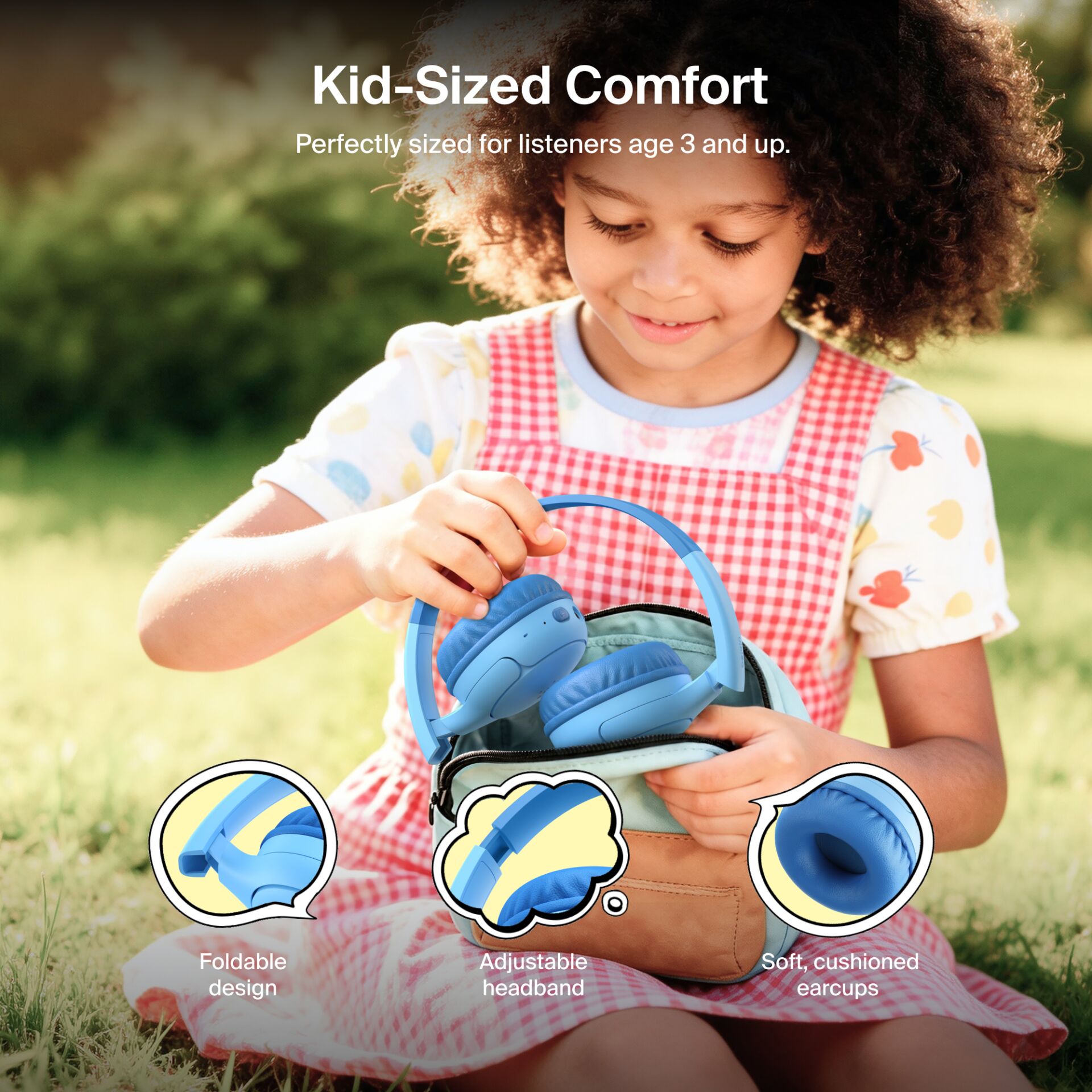 Kinderkopfhörer, Kopfhörer blau, Foldable design, Kleinkind, Soft earcups