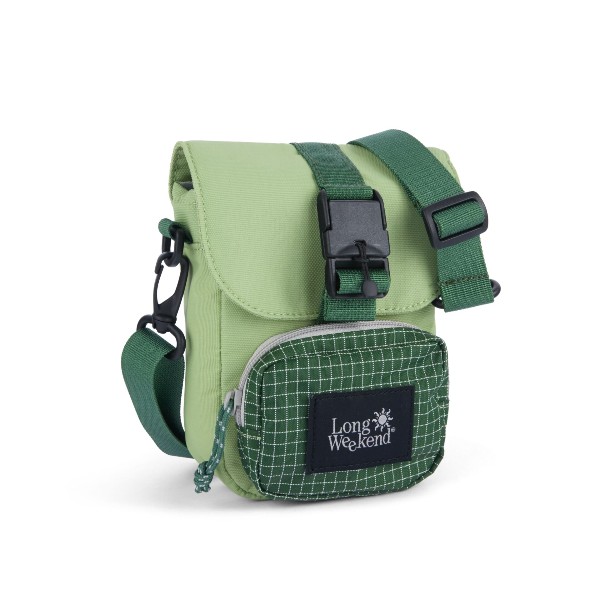 Mini-Tasche, Grün, Umhängetasche, Vortasche, Gittermuster
