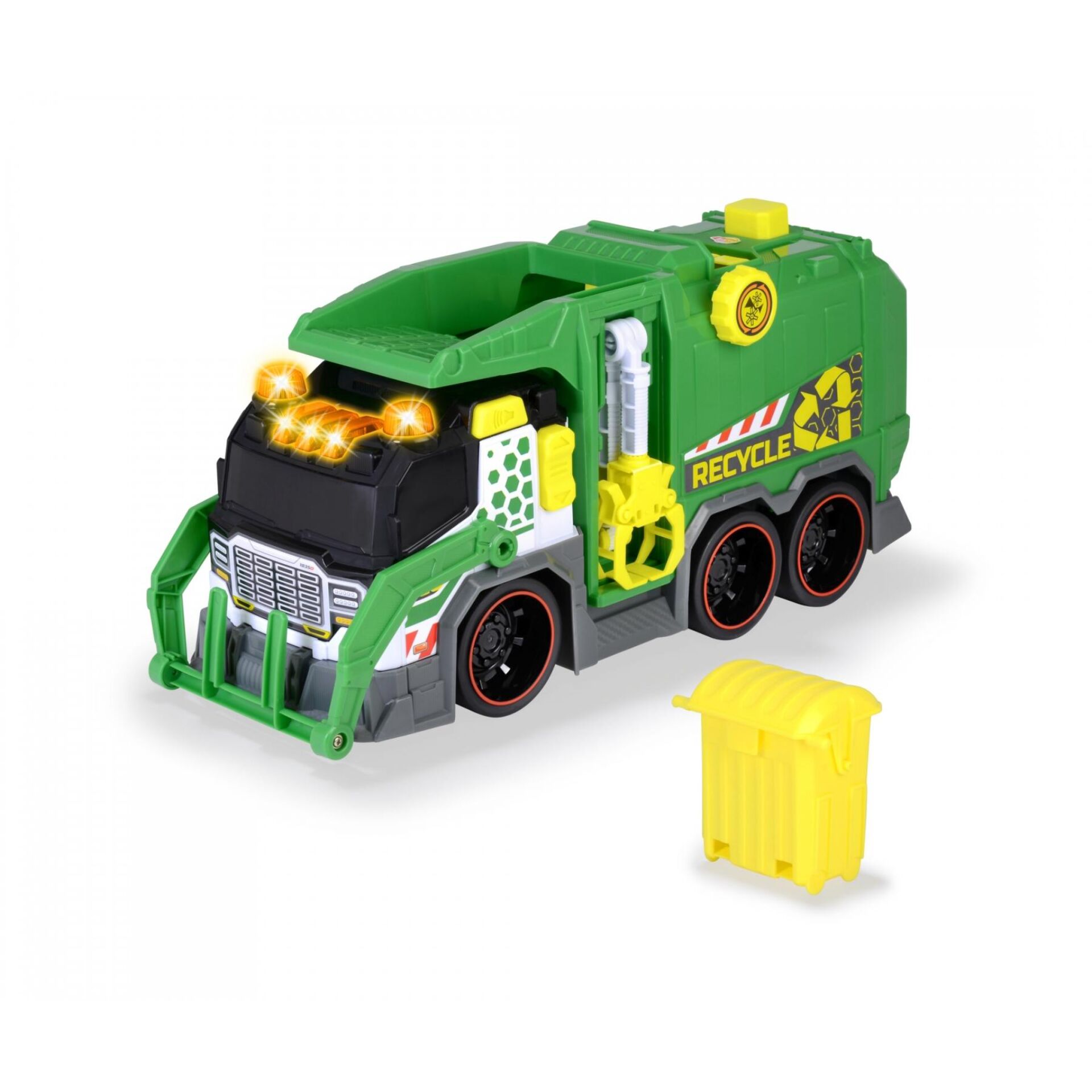 Gurtlaster, Recycling-Truck, Kinderbaustein, Grün, Gelb