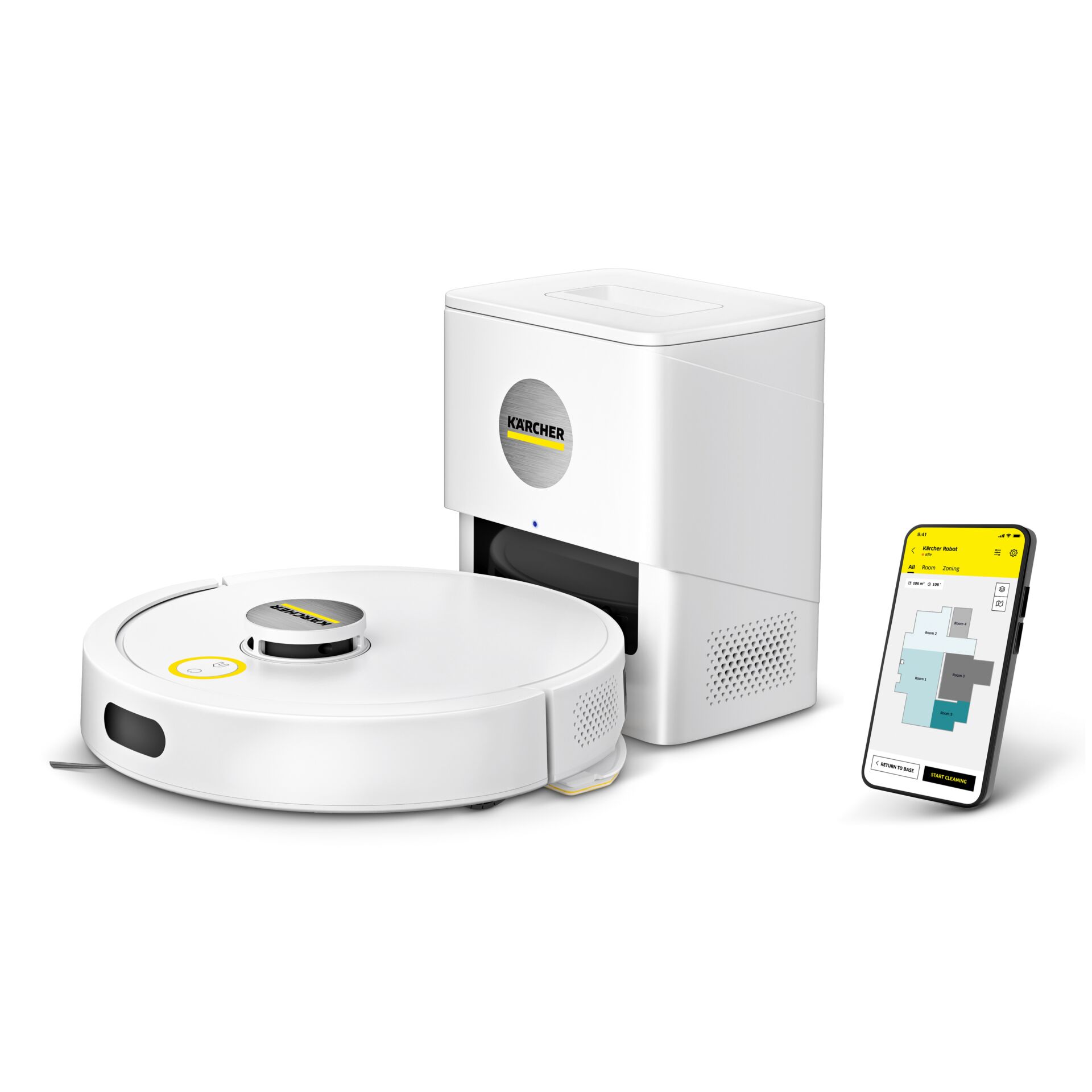 Robot Vacuum, Robot Vacuum Cleaner, Smart Cleaning, App Control, Docking Station, Roboter-Raumstaubsauger, Saugroboter, Ladestation, Smart App, Weiß