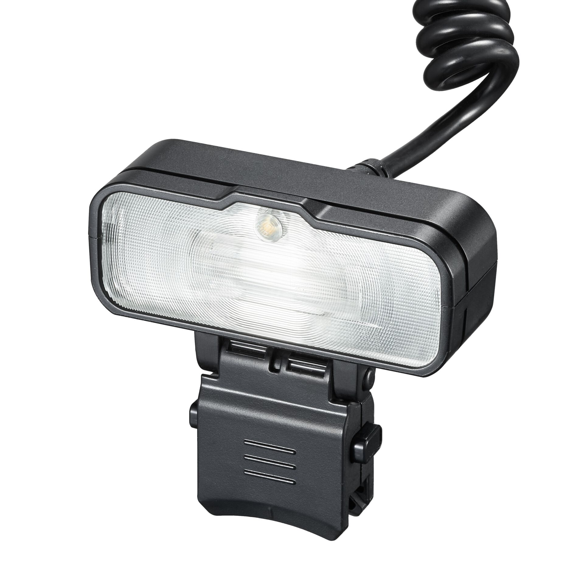 LED-Frontlicht, Kameralicht, Gehäuse Kunststoff, Spiralkabel, Klemme/Adapter