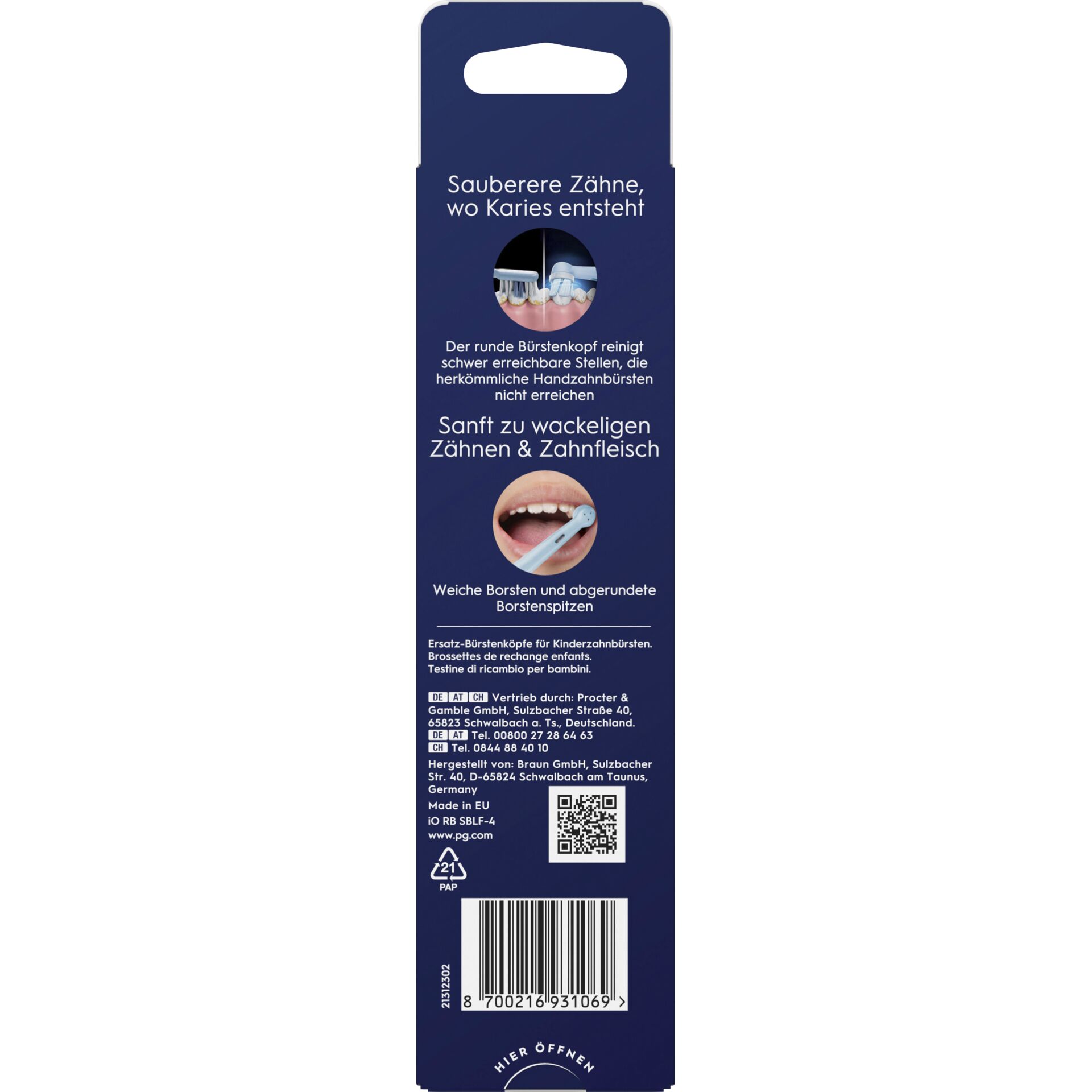 Zahnputzstick, Zahnbürstenkopf, Sanftes Zähneputzen, Zahnfleischpflege, Kariesprävention