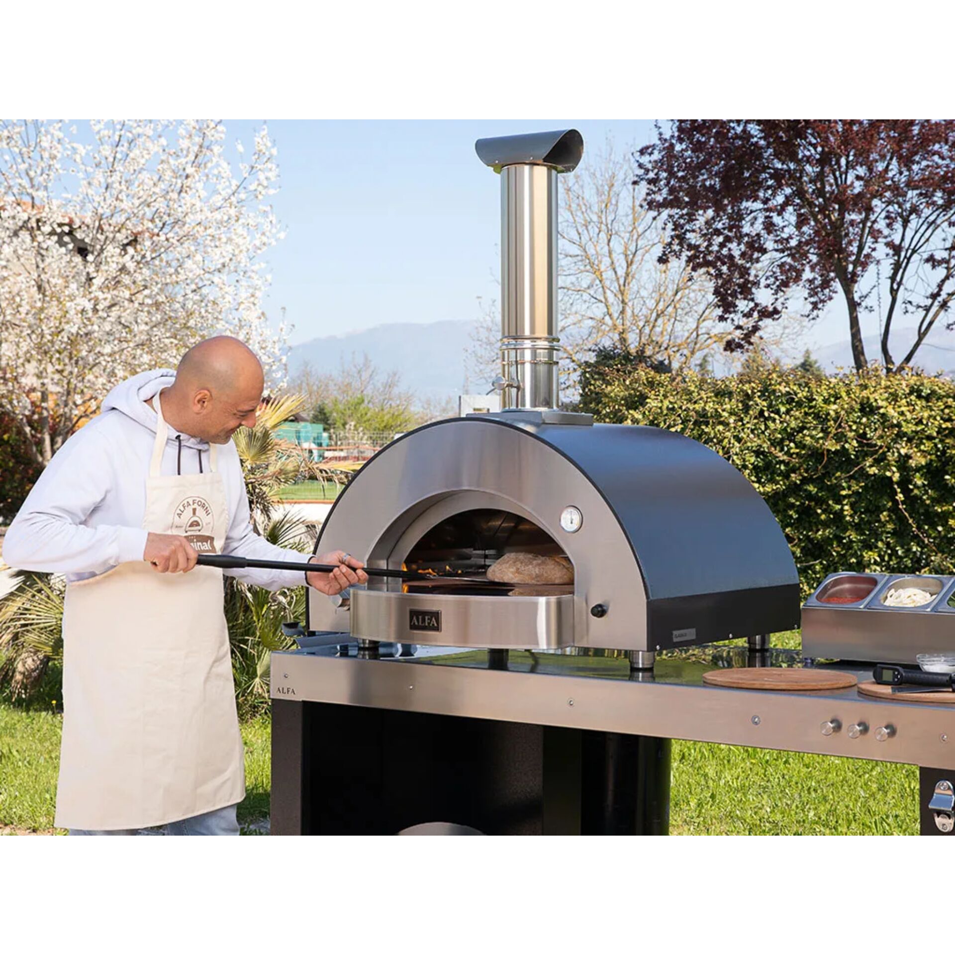Außenofen, Pizzaofen, Edelstahl, Holzfeuer, Grill