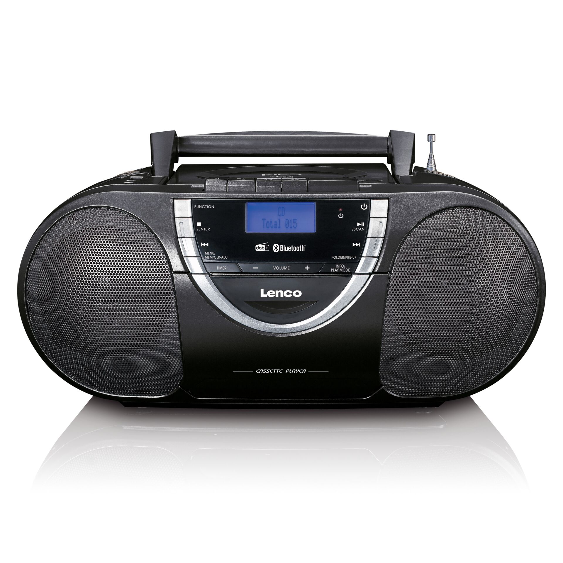 Kassettenspieler, Bluetooth, CD-Player, Twin-Speaker, Schwarz