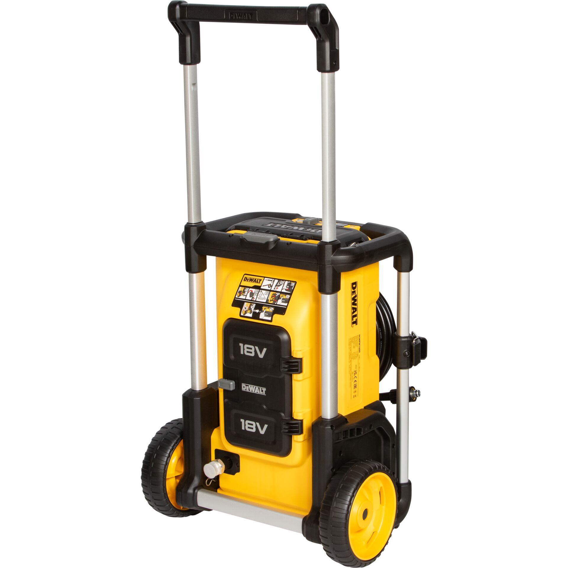 Akku-Werkstattstation, 18V Akku, Rollwagen, Gelb-schwarz, Ladegerät/Steckplätze