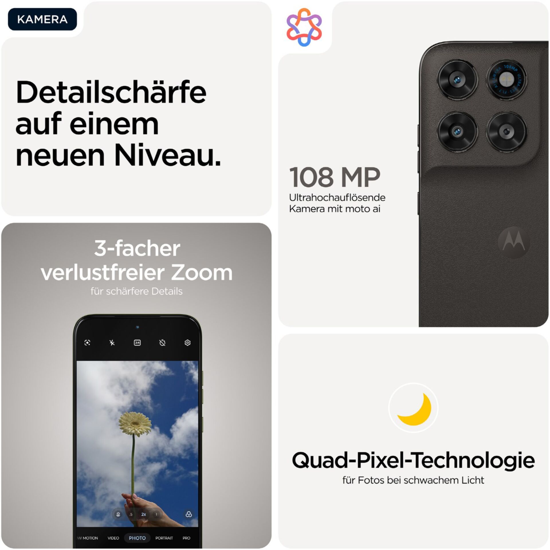 108 MP, Quad-Pixel, Kamera, 4K-Video, Lichtempfindlich