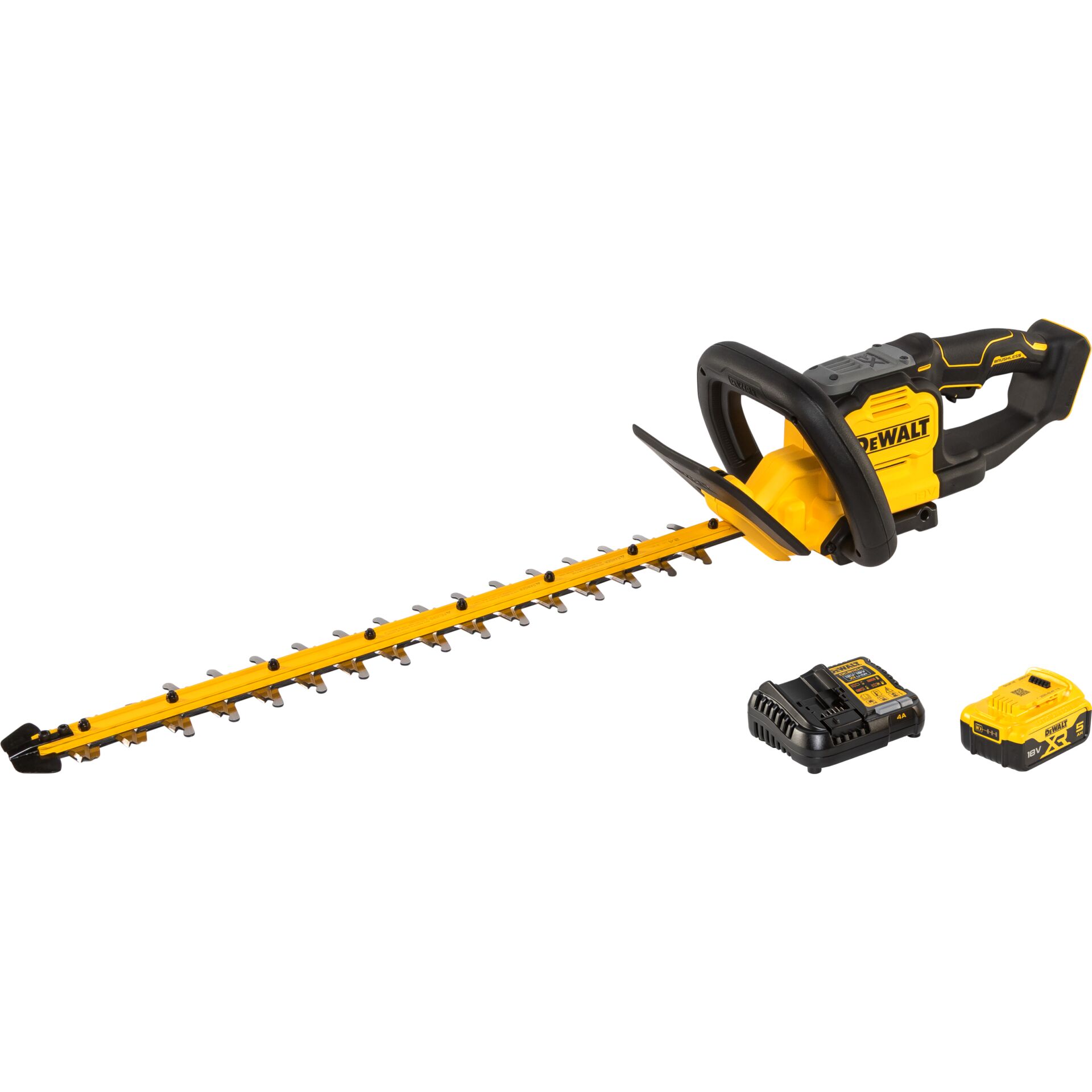 heckenschere, akku, dewalt, gelb-schwarz, ziehbar