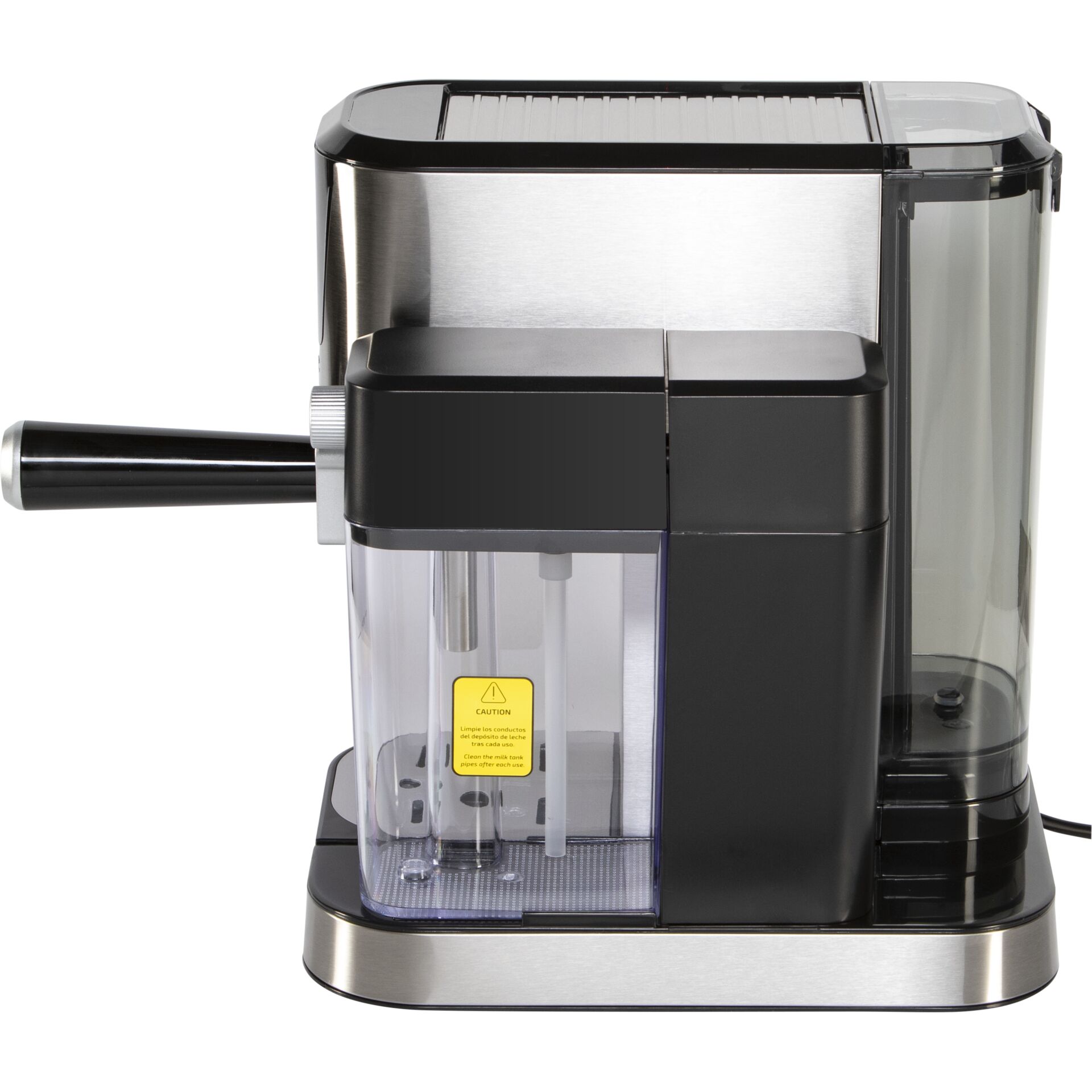 Espresso machine, hand crank?, coffee machine, milk frother?, metal accents