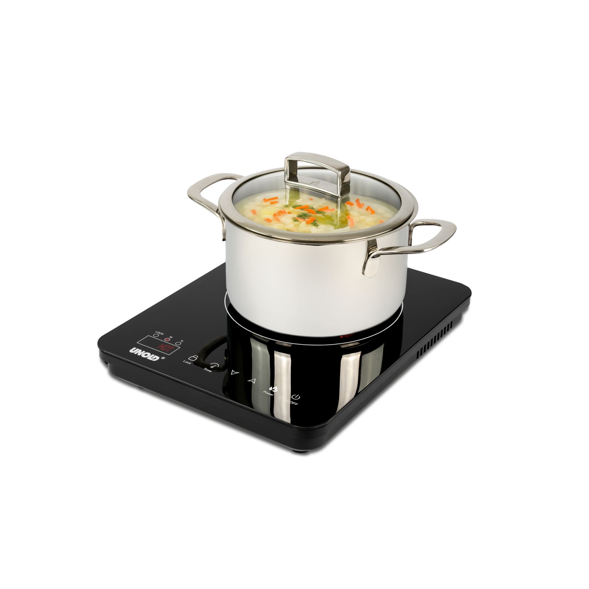 Kochtopf, Induktionskochfeld, Stieltopf, Edelstahl, Suppe