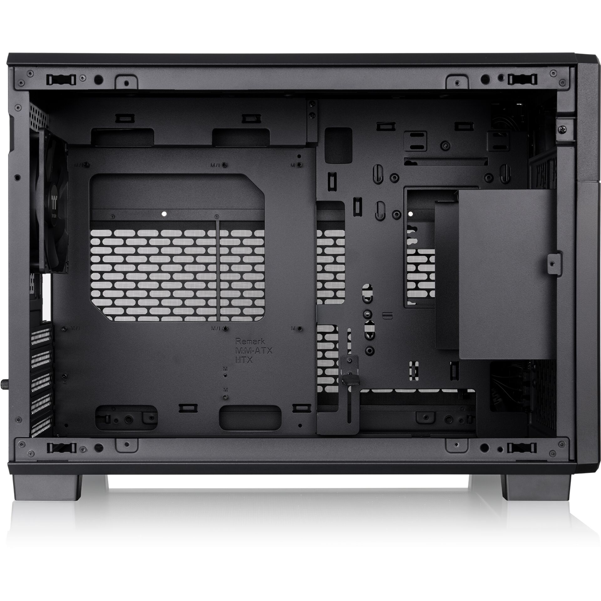 pc case, mid tower, computer chassis, metal frame, ventilation grill