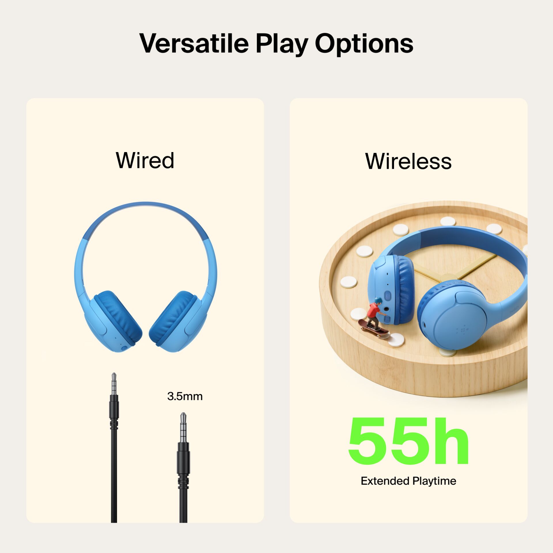 Kopfhörer, Over-Ear, Blau, Kabelgebunden, 3,5 mm